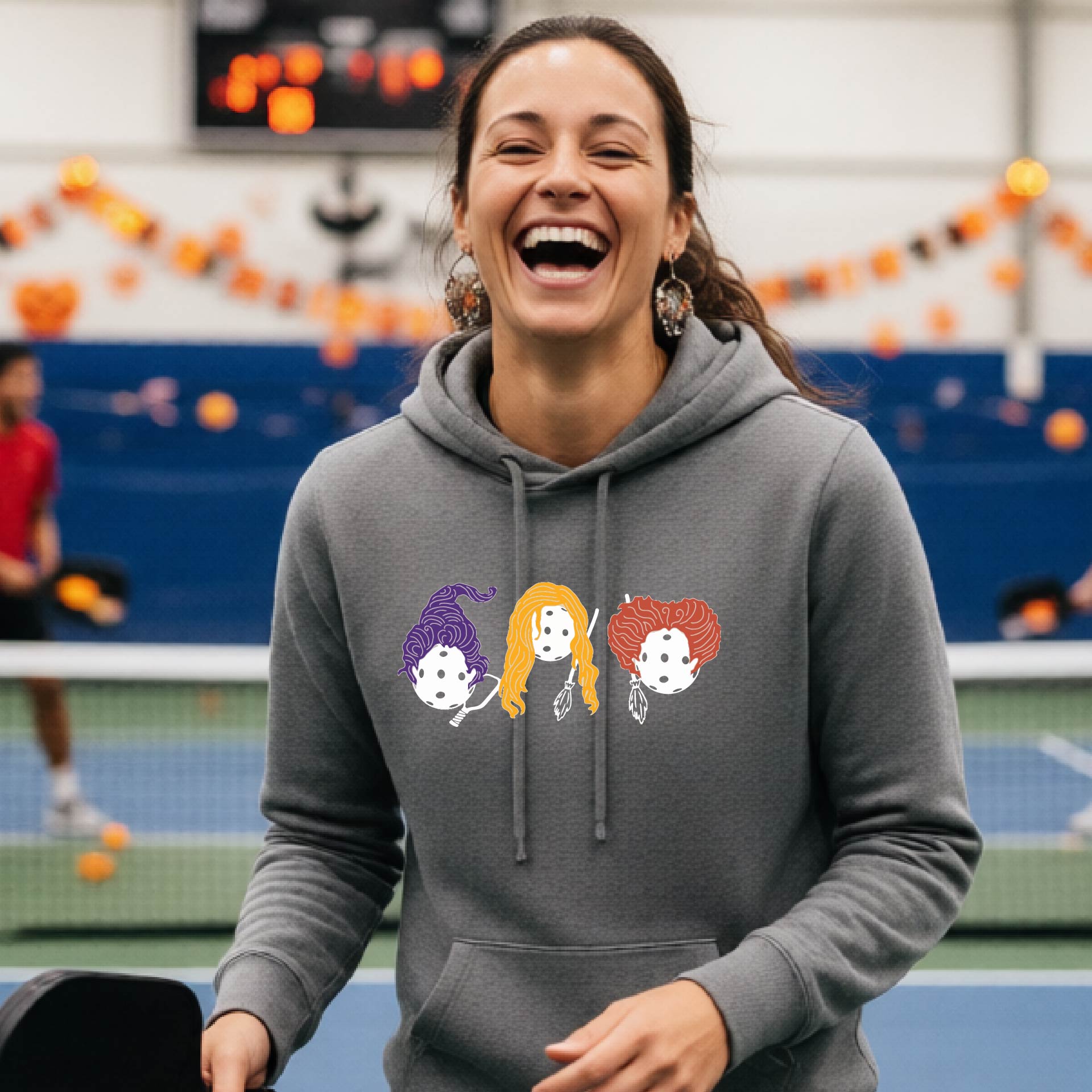 Womens Halloween Pickleball Hoodie Spooky Season Sweatshirt Pickleball Clothing Pullover