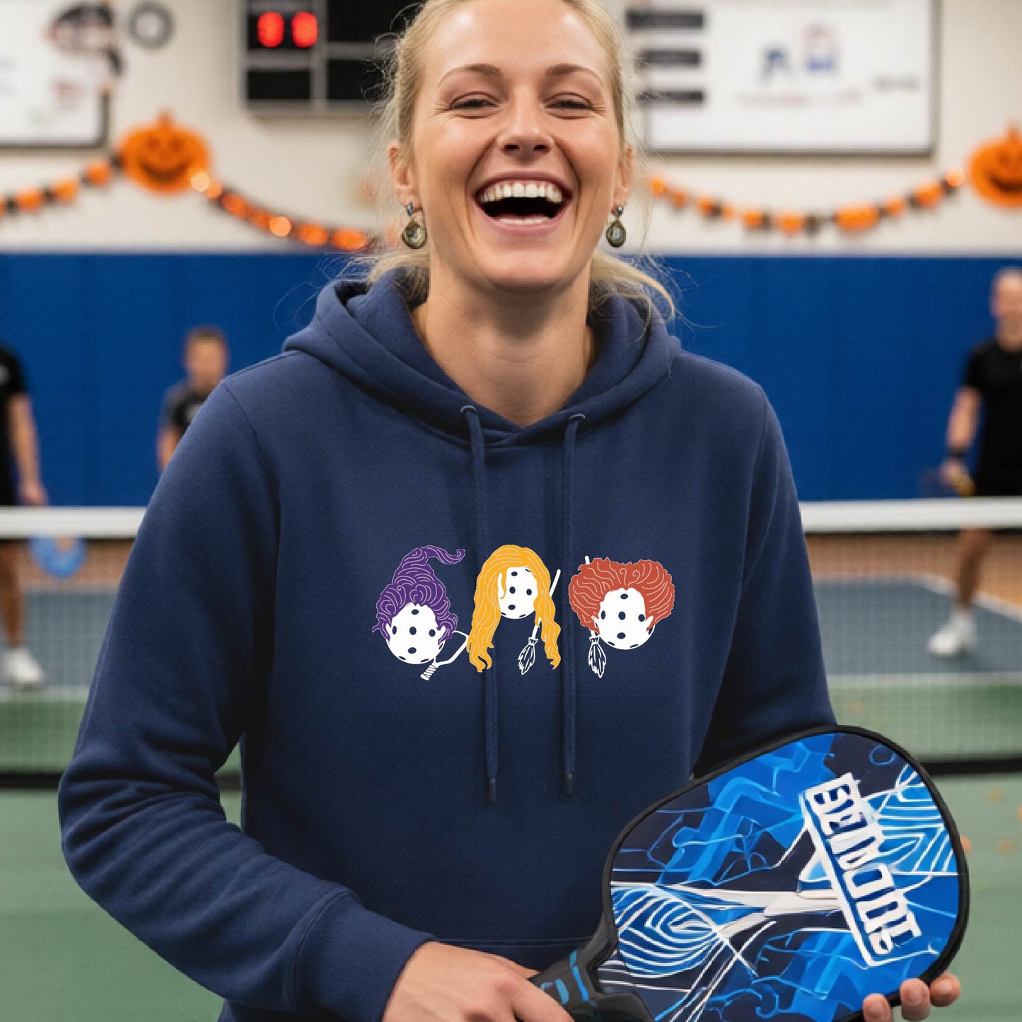 Womens Halloween Pickleball Hoodie Spooky Season Sweatshirt Pickleball Clothing Pullover