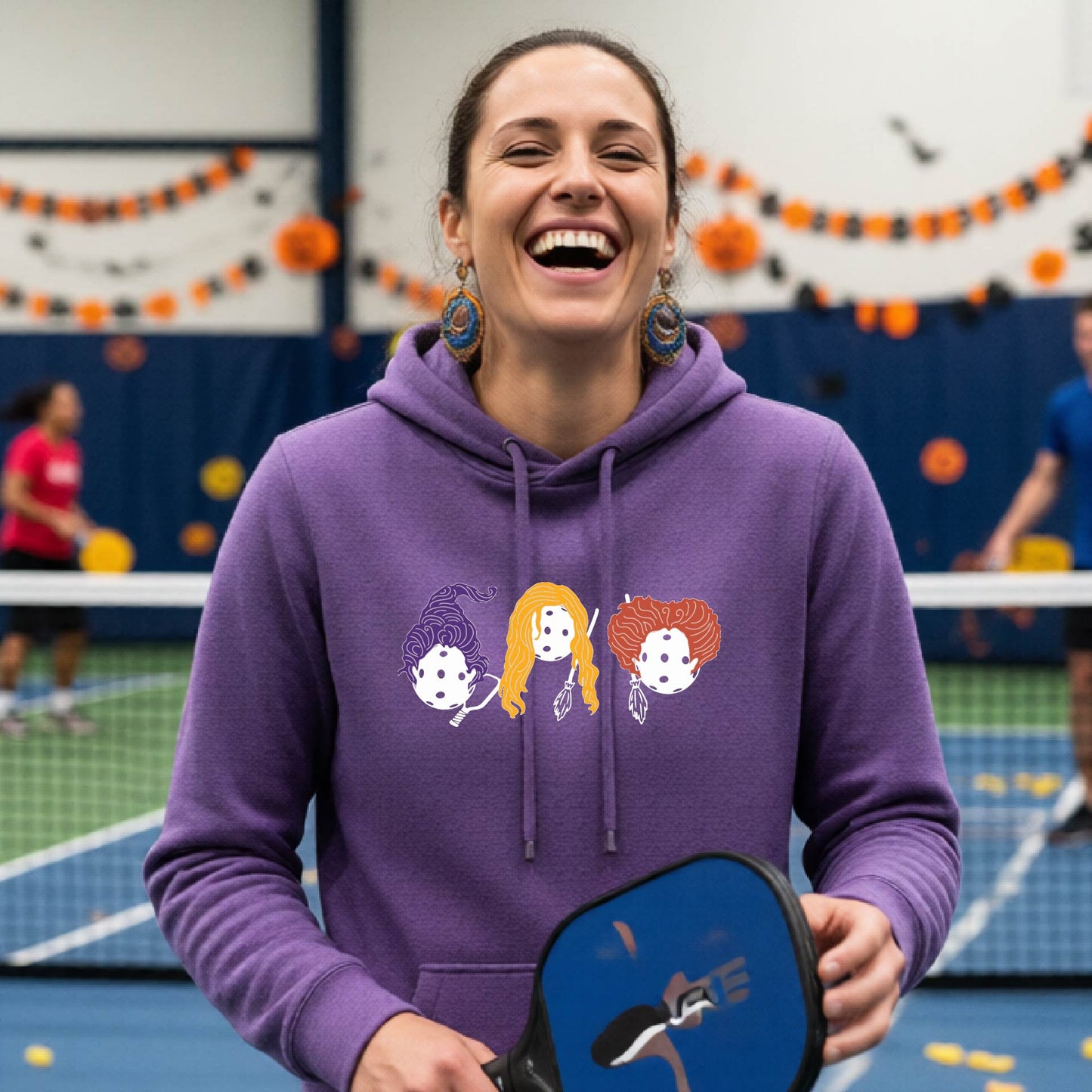 Womens Halloween Pickleball Hoodie Spooky Season Sweatshirt Pickleball Clothing Pullover