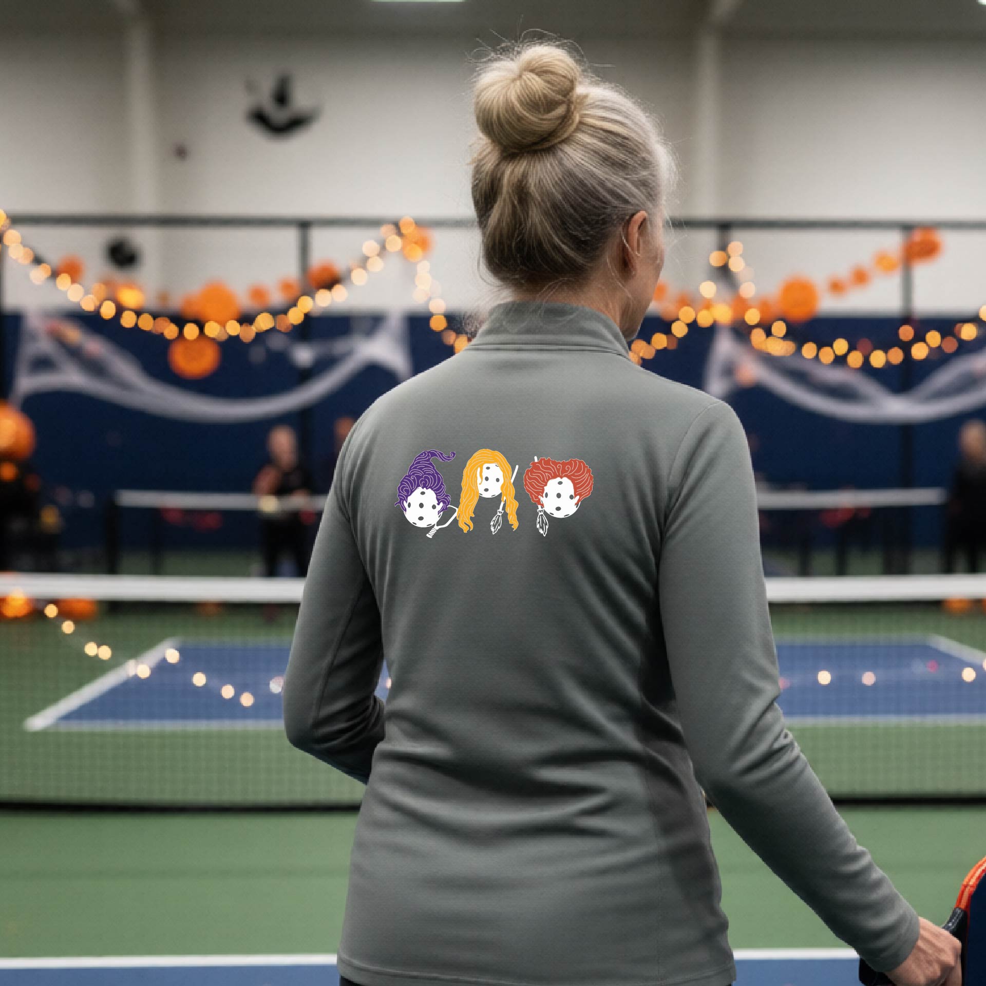 Womens Funny Halloween Pickleball Quarter-Zip Shirt Spooky Pickleball Moisture-Wicking Gift for Pickleball Players