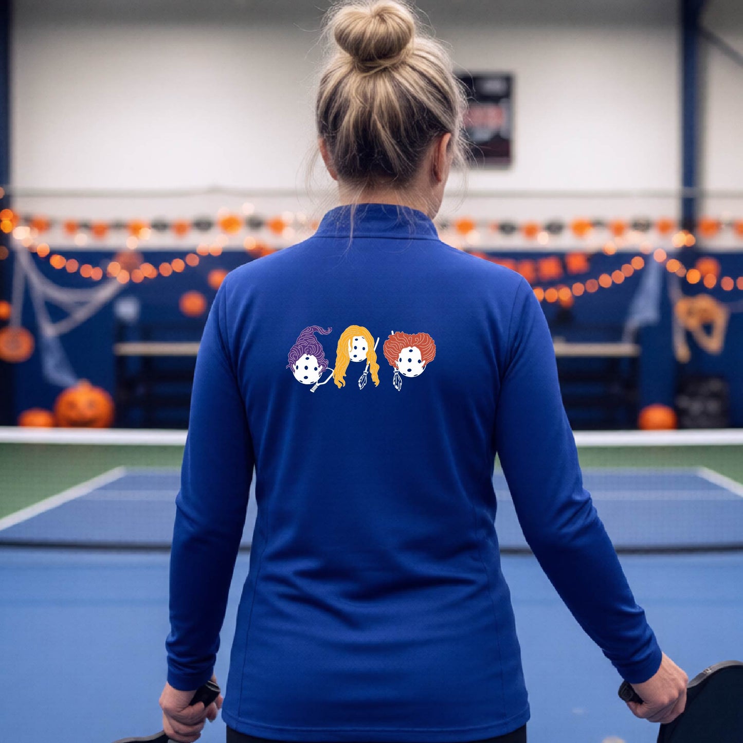 Womens Funny Halloween Pickleball Quarter-Zip Shirt Spooky Pickleball Moisture-Wicking Gift for Pickleball Players