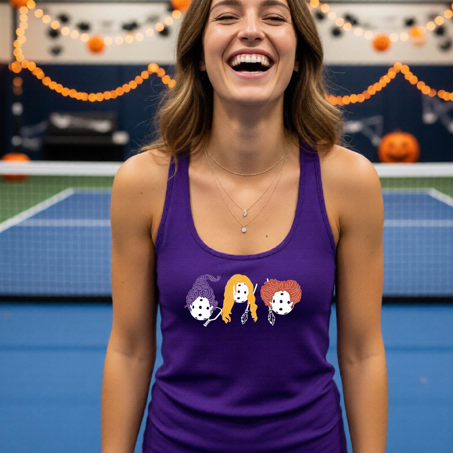 Halloween Womens Pickleball T-Shirt Funny Spooky Season Racerback Pickleball Performance Gift Halloween Apparel