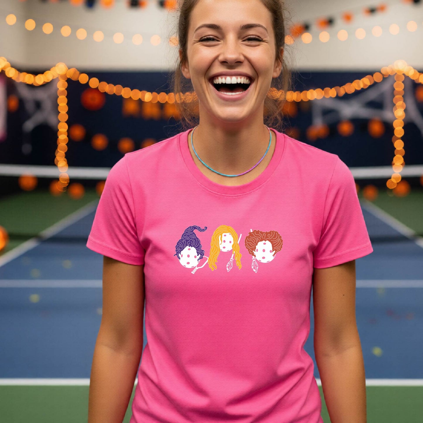 Womens Funny Halloween Pickleball Shirt Spooky Pickleball Short-Sleeve T-Shirt Moisture-Wicking Gift for Pickleball Players