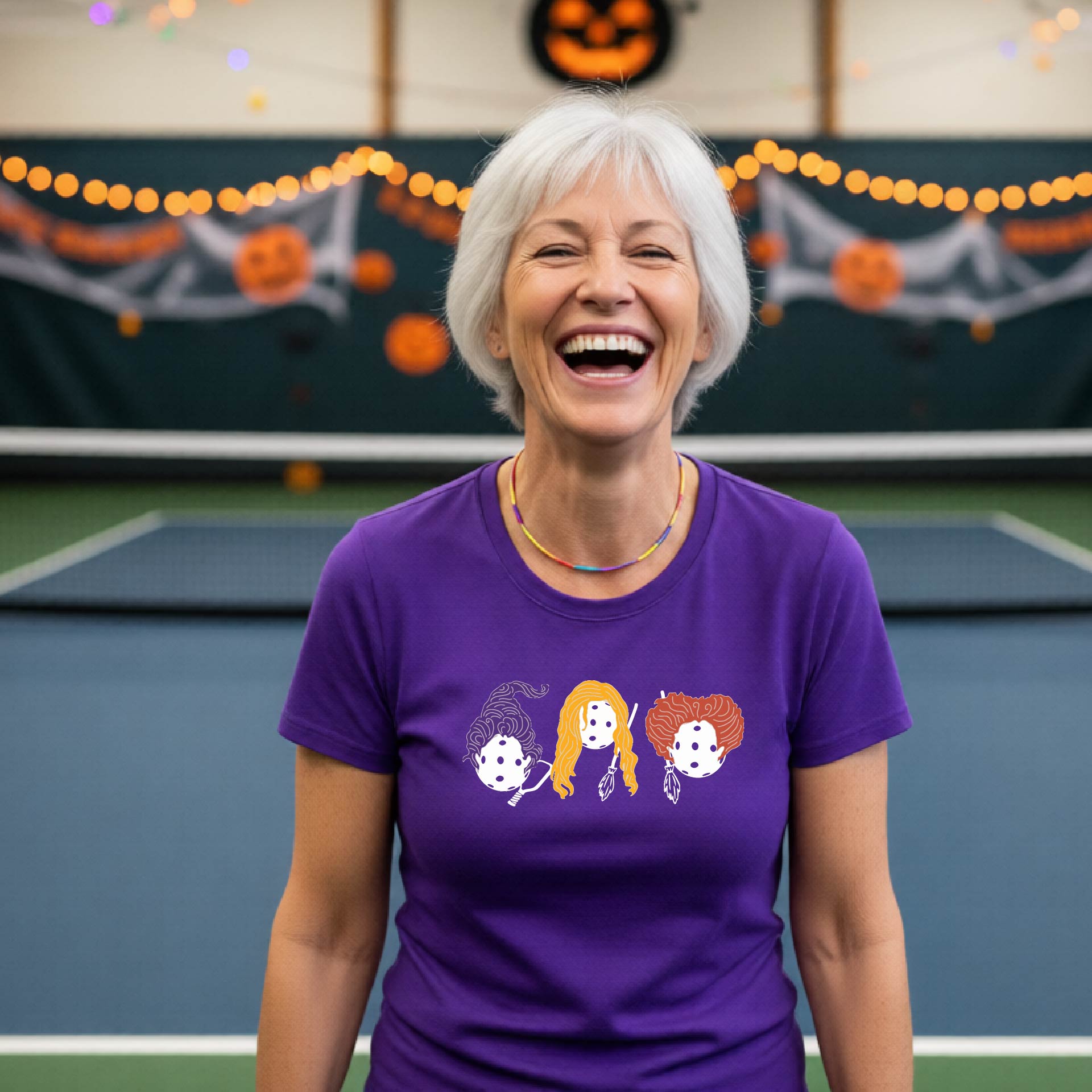 Womens Funny Halloween Pickleball Shirt Spooky Pickleball Short-Sleeve T-Shirt Moisture-Wicking Gift for Pickleball Players