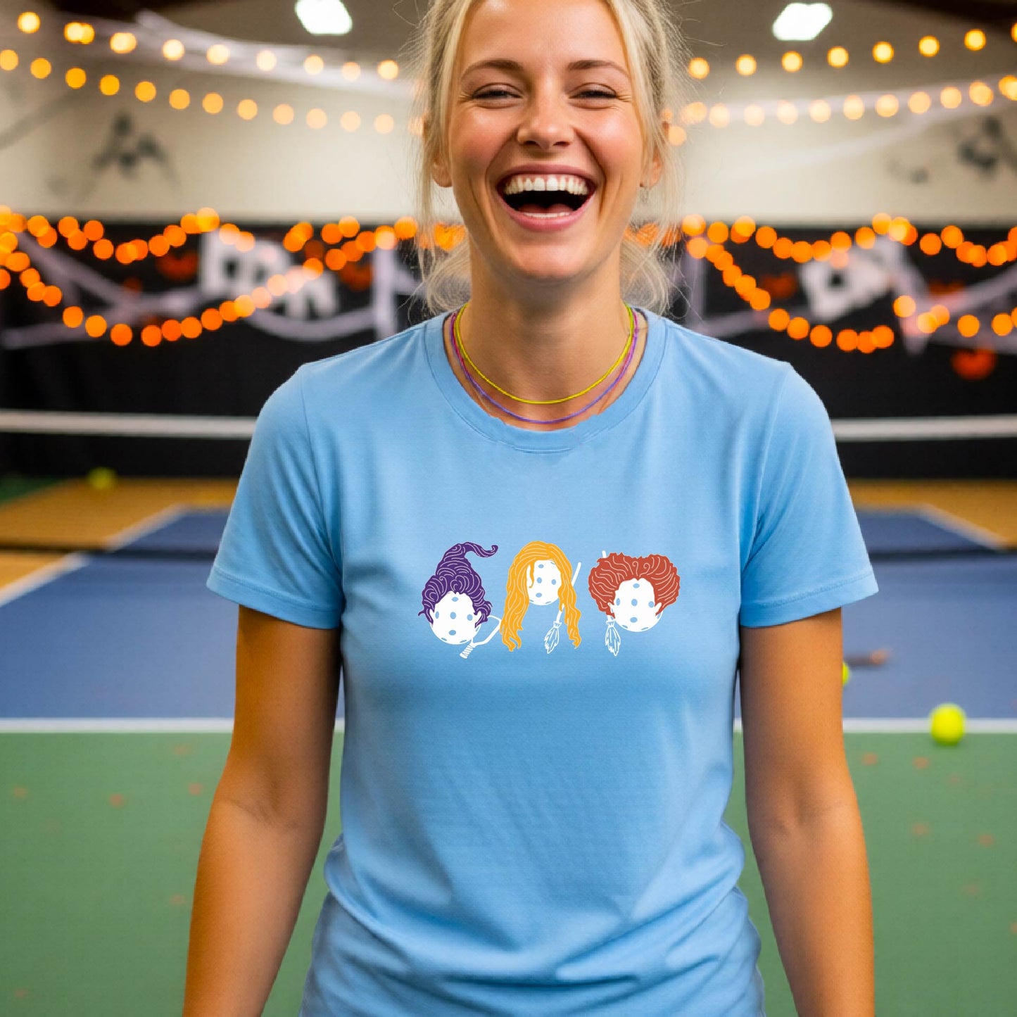 Womens Funny Halloween Pickleball Shirt Spooky Pickleball Short-Sleeve T-Shirt Moisture-Wicking Gift for Pickleball Players