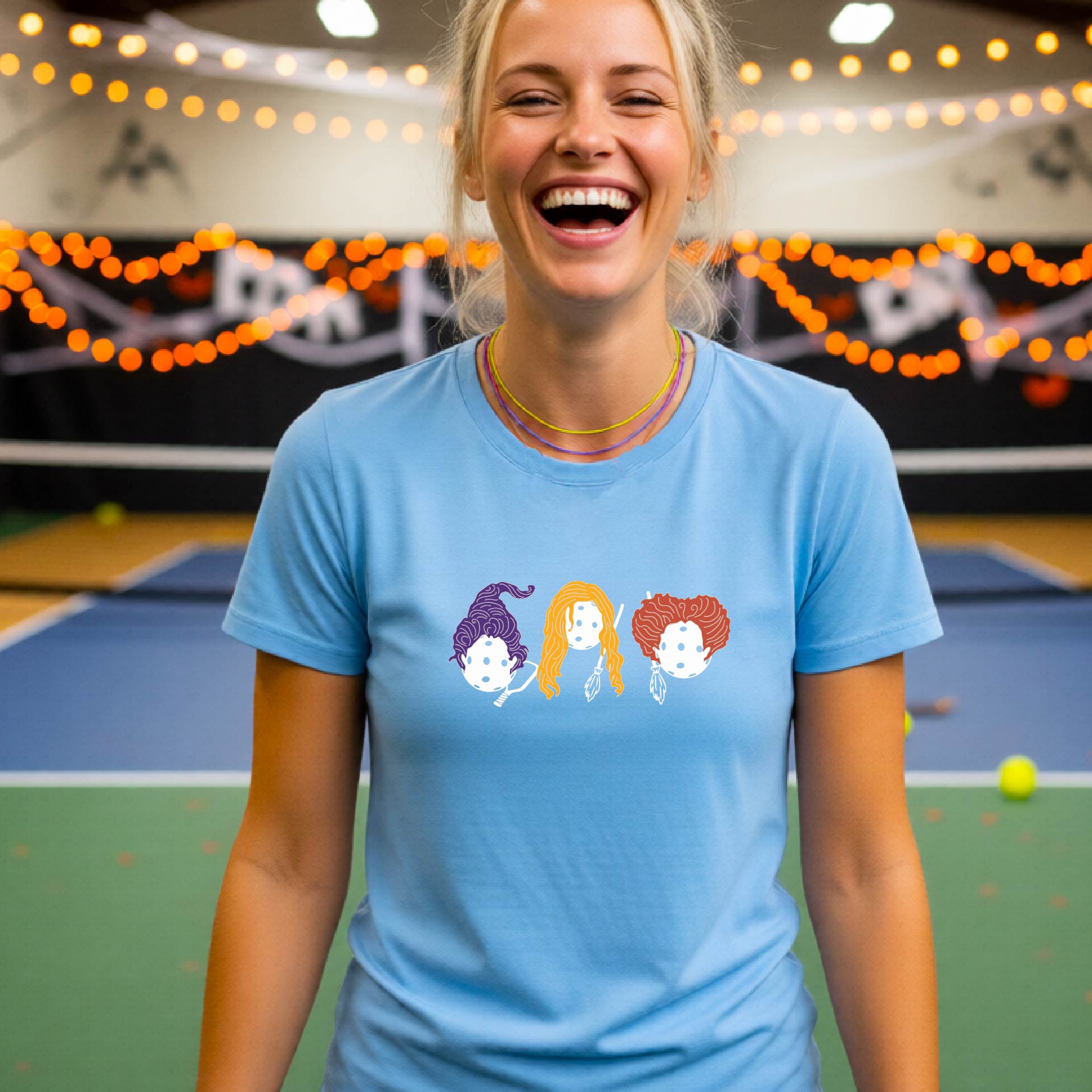 Womens Funny Halloween Pickleball Shirt Spooky Pickleball Short-Sleeve T-Shirt Moisture-Wicking Gift for Pickleball Players