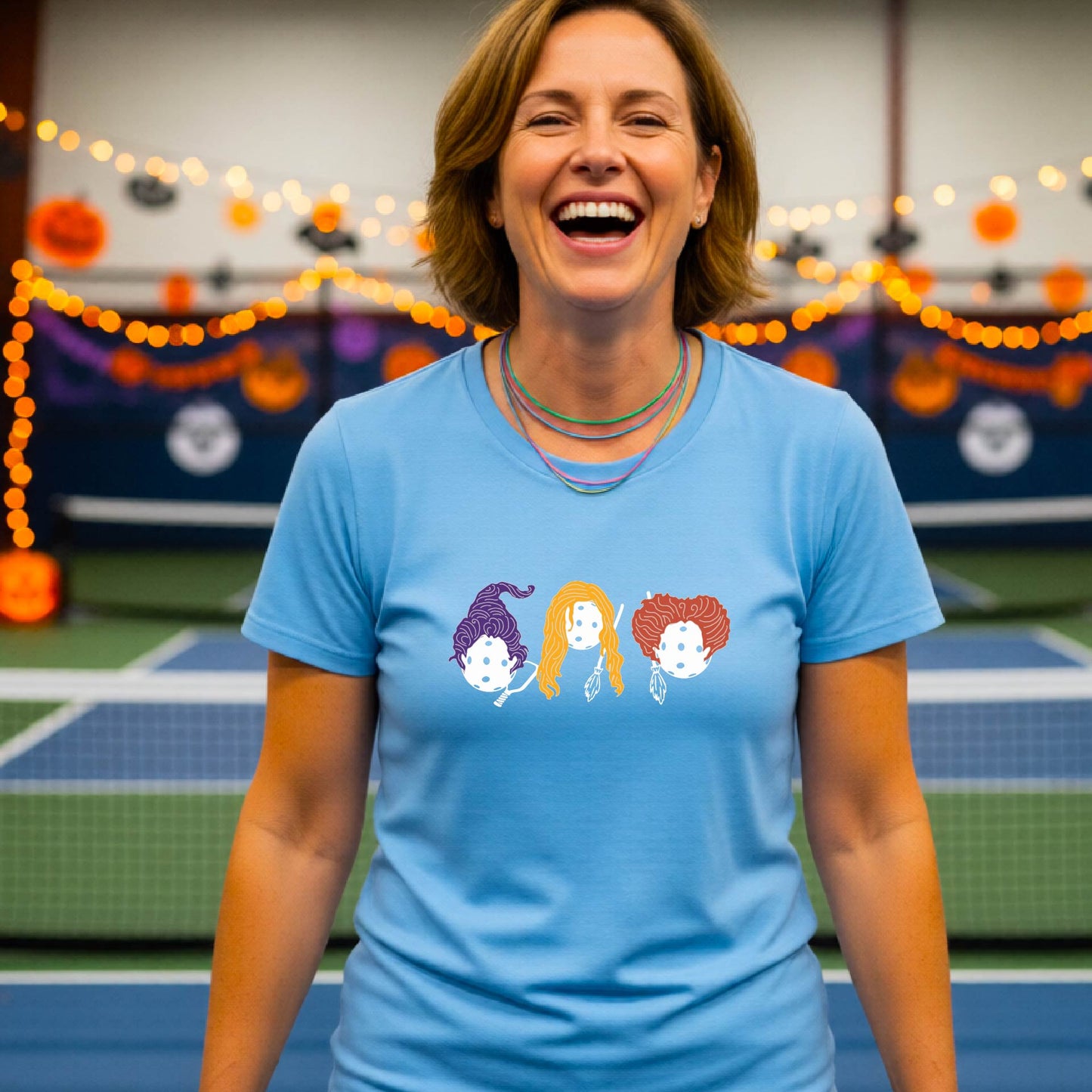 Womens Funny Halloween Pickleball Shirt Spooky Pickleball Short-Sleeve T-Shirt Moisture-Wicking Gift for Pickleball Players