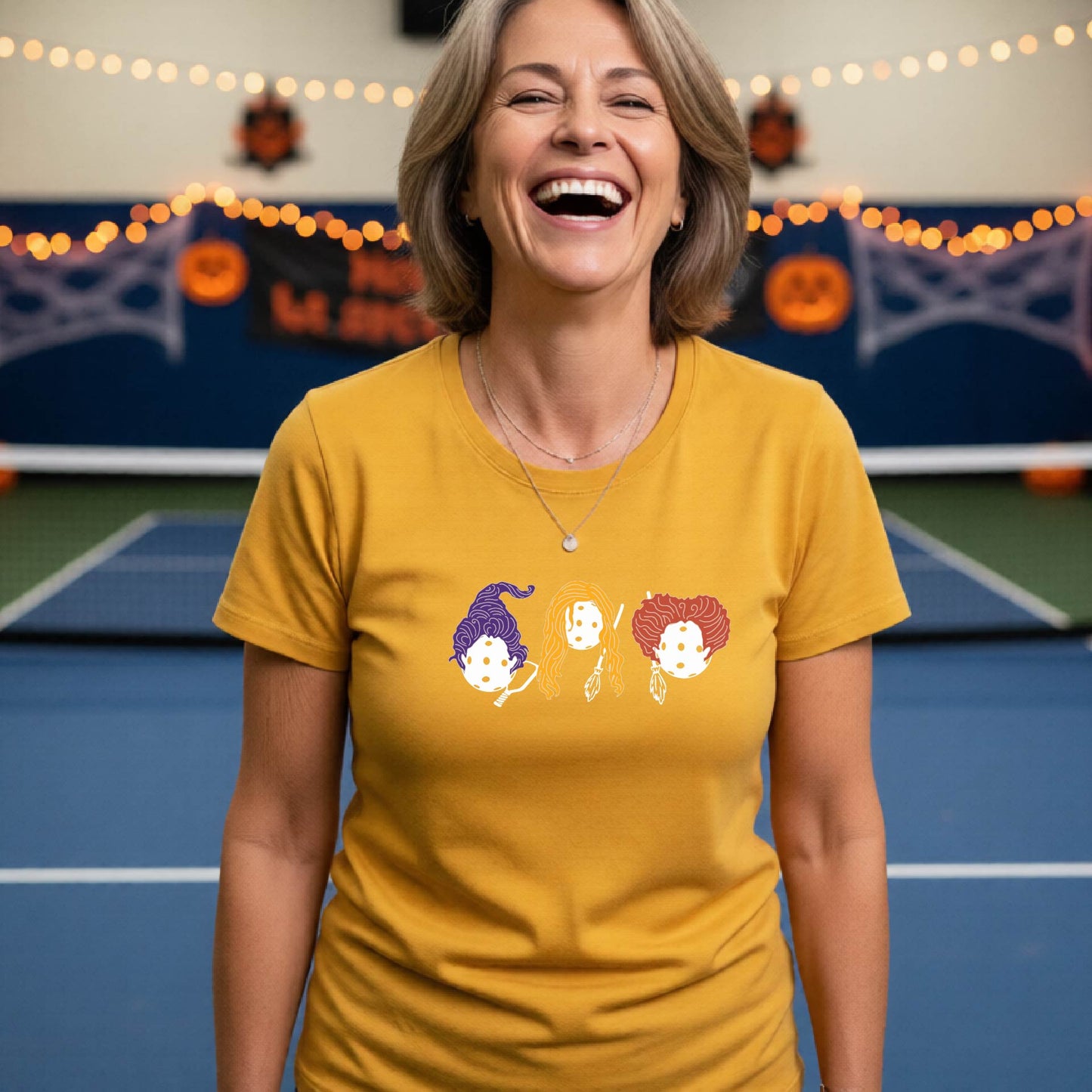Womens Funny Halloween Pickleball Shirt Spooky Pickleball Short-Sleeve T-Shirt Moisture-Wicking Gift for Pickleball Players