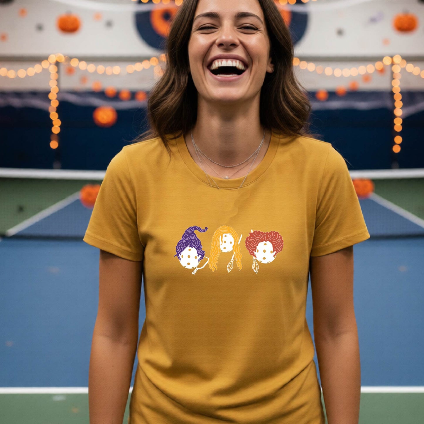 Womens Funny Halloween Pickleball Shirt Spooky Pickleball Short-Sleeve T-Shirt Moisture-Wicking Gift for Pickleball Players