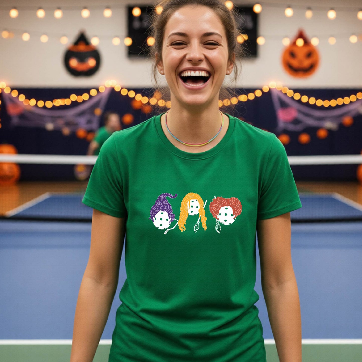 Womens Funny Halloween Pickleball Shirt Spooky Pickleball Short-Sleeve T-Shirt Moisture-Wicking Gift for Pickleball Players