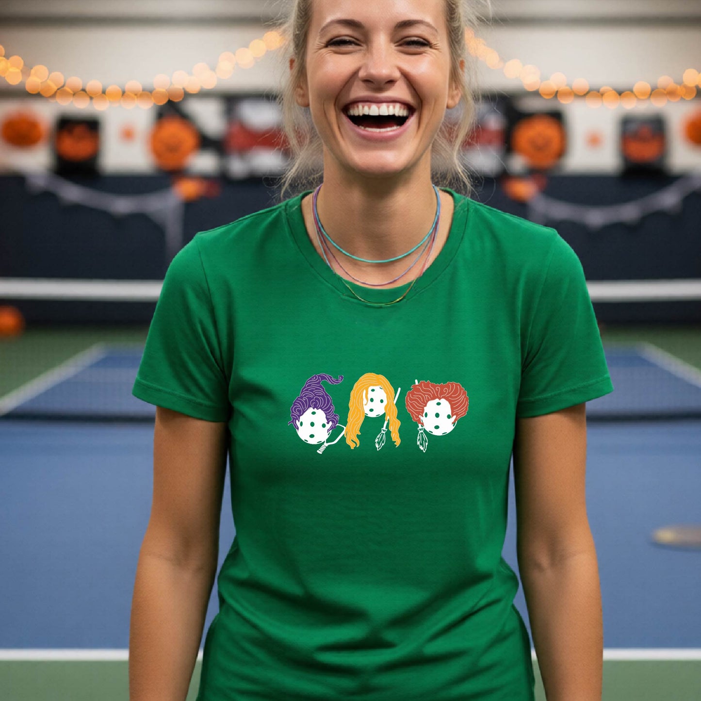Womens Funny Halloween Pickleball Shirt Spooky Pickleball Short-Sleeve T-Shirt Moisture-Wicking Gift for Pickleball Players