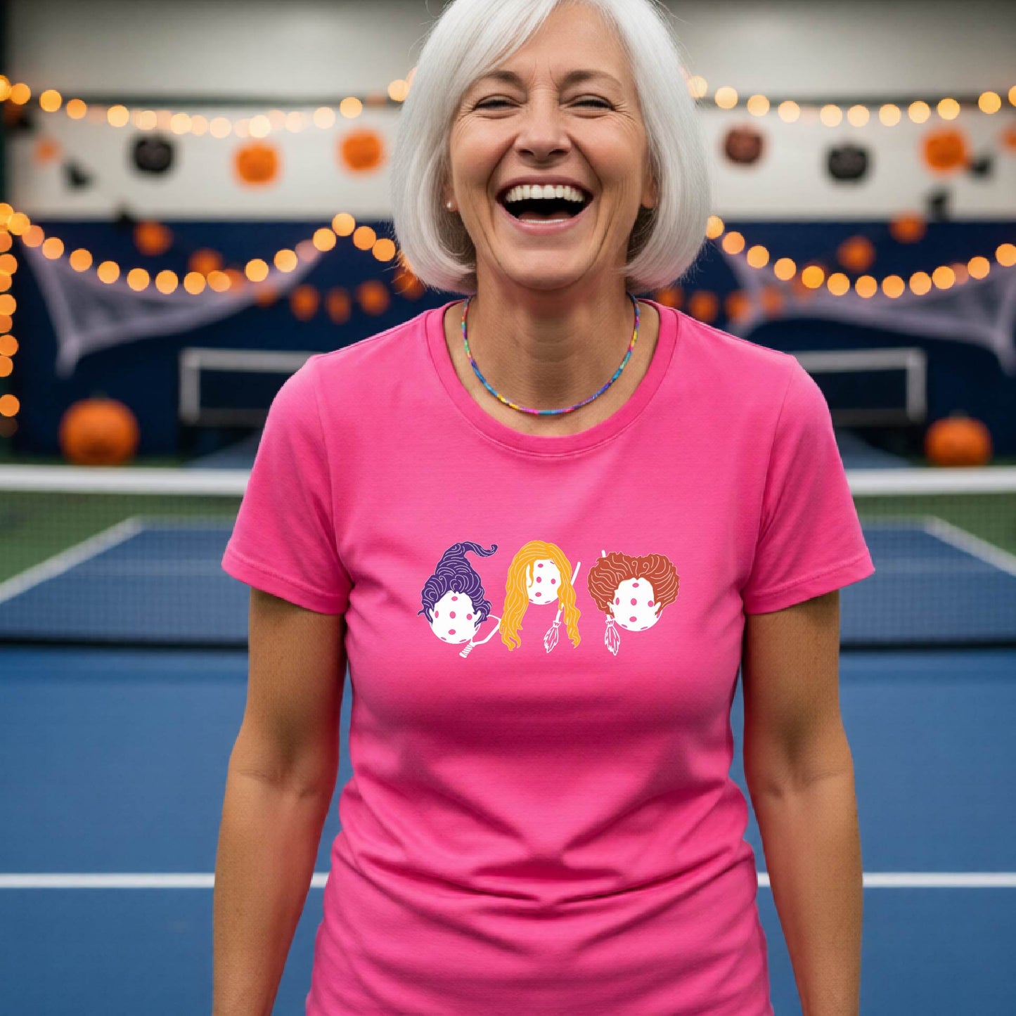Womens Funny Halloween Pickleball Shirt Spooky Pickleball Short-Sleeve T-Shirt Moisture-Wicking Gift for Pickleball Players