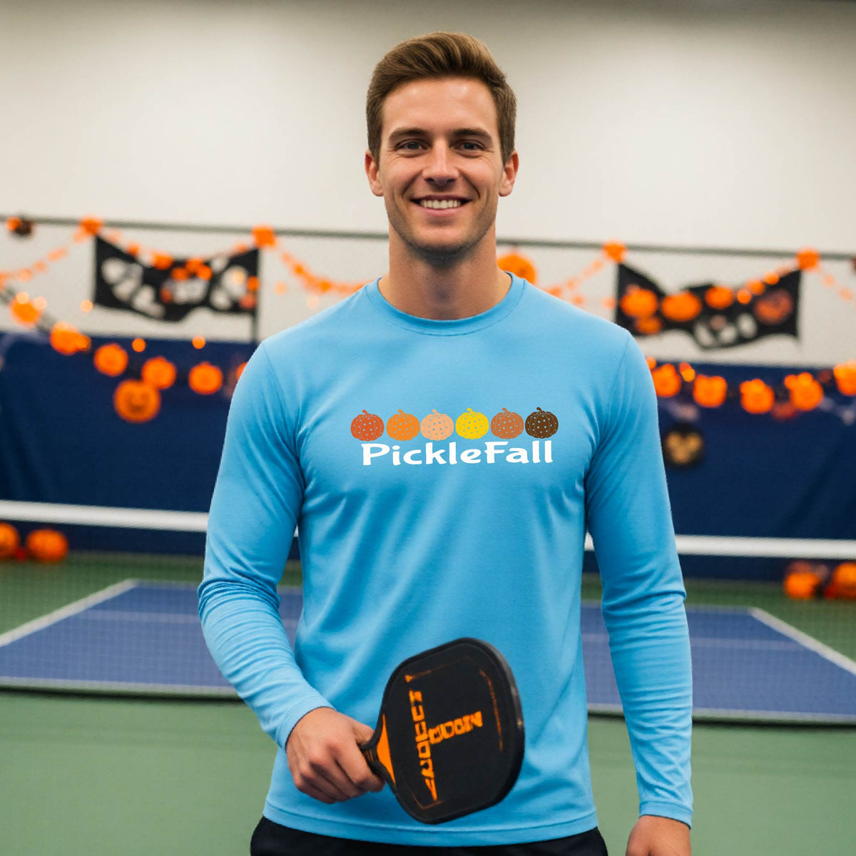 Pickleball Mens Halloween Shirt Funny Moisture-Wicking T-Shirt Spooky Season Pickleball Apparel Gift for Players