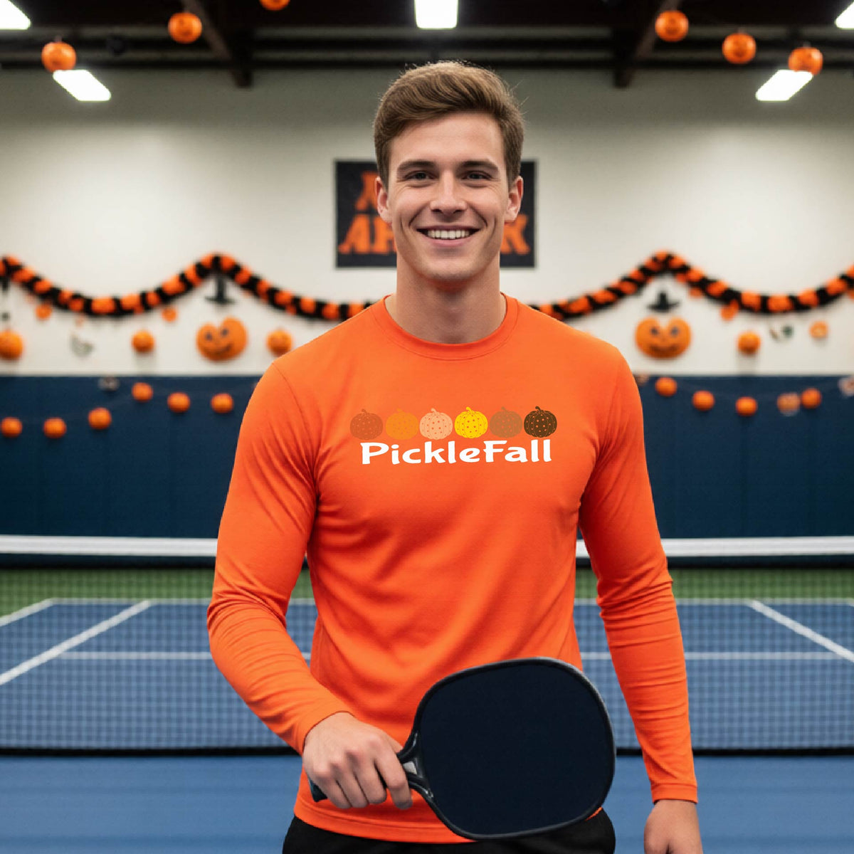 Pickleball Mens Halloween Shirt Funny Moisture-Wicking T-Shirt Spooky Season Pickleball Apparel Gift for Players
