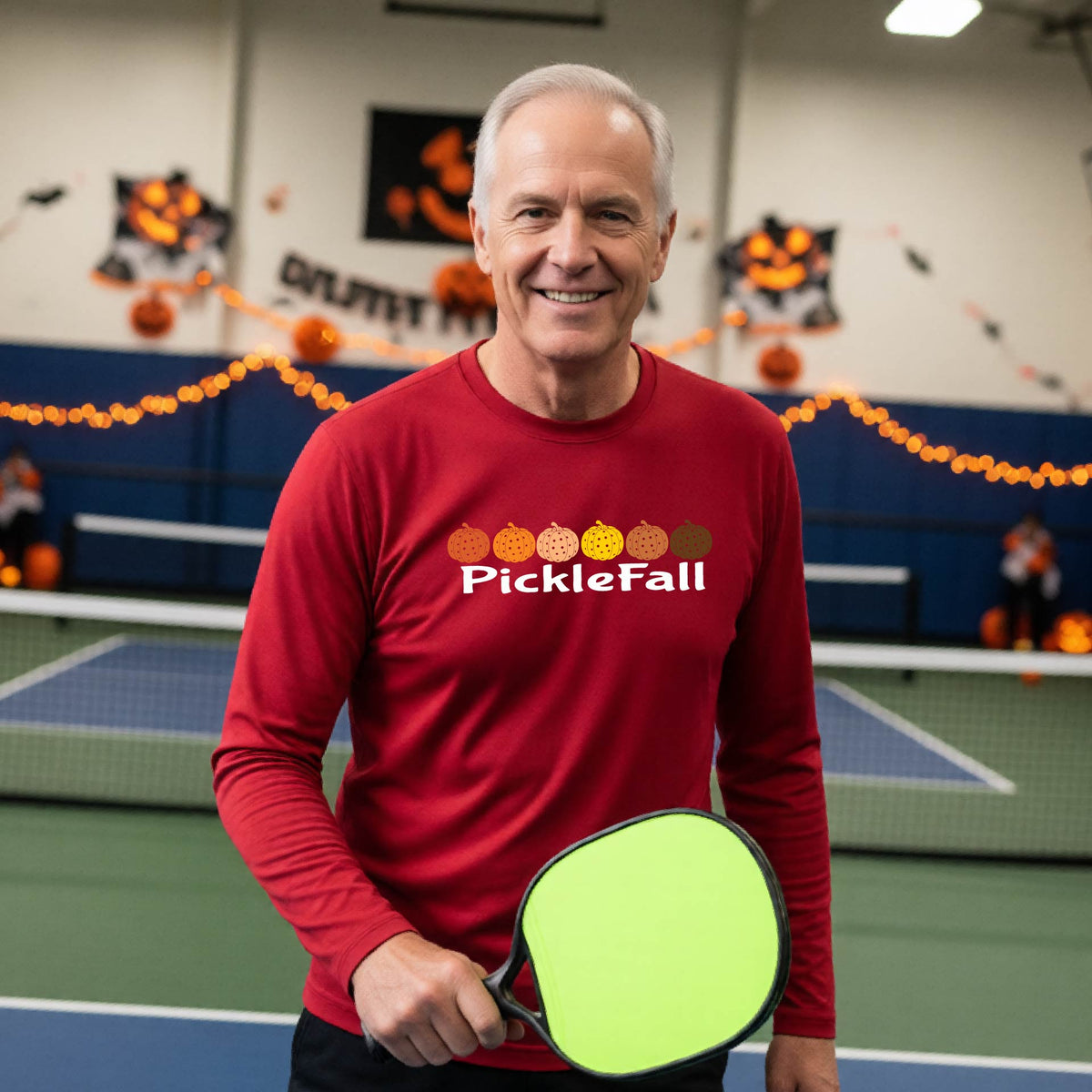 Pickleball Mens Halloween Shirt Funny Moisture-Wicking T-Shirt Spooky Season Pickleball Apparel Gift for Players