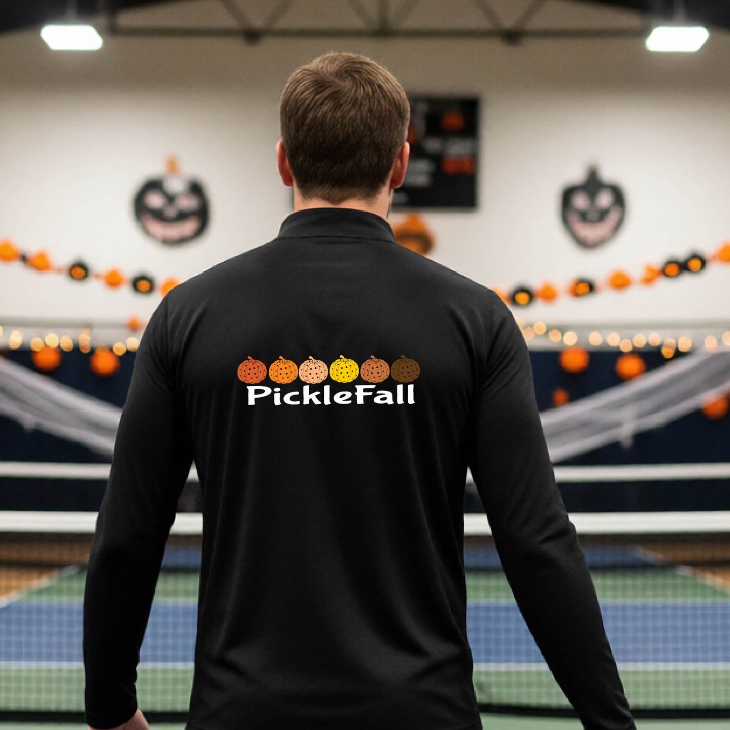 Halloween Mens Quarter-Zip Shirt Funny Spooky Season Pickleball Performance Gift Halloween Apparel