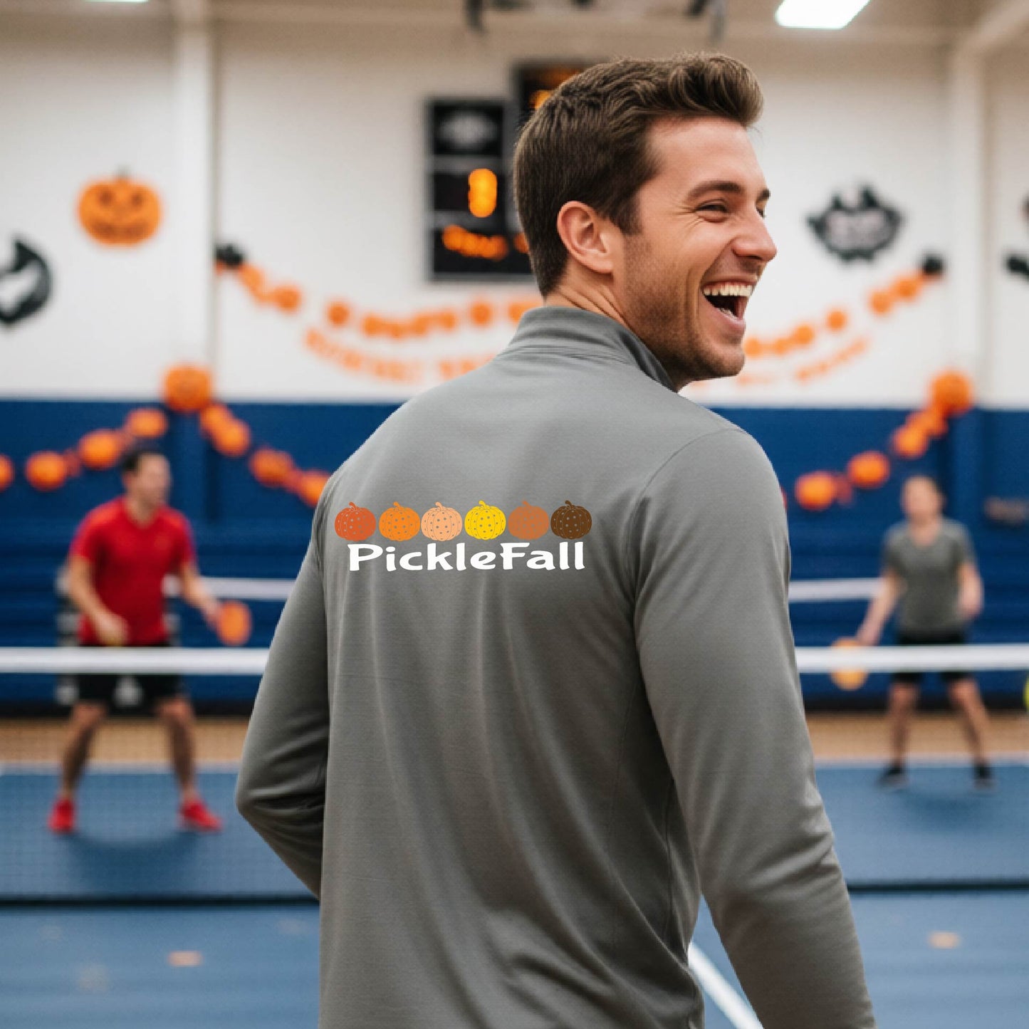 Halloween Mens Quarter-Zip Shirt Funny Spooky Season Pickleball Performance Gift Halloween Apparel