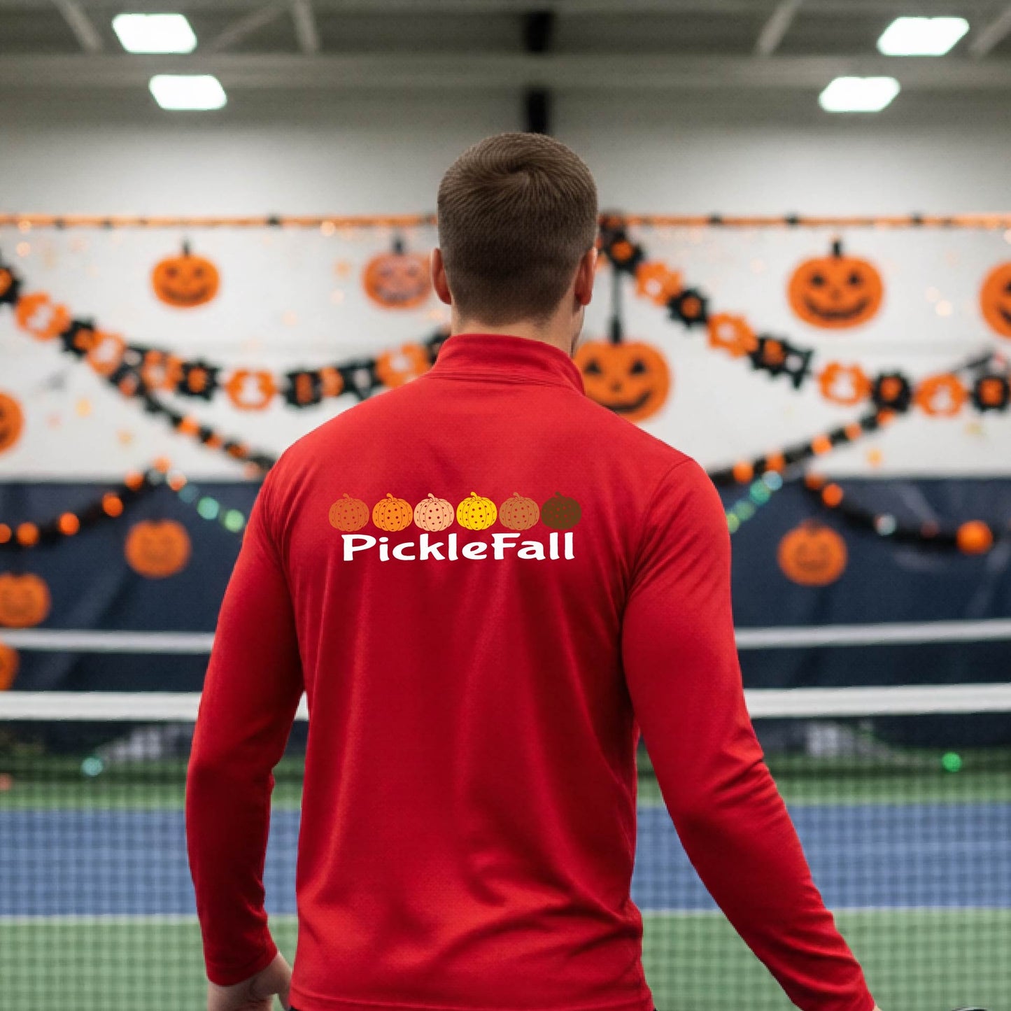 Halloween Mens Quarter-Zip Shirt Funny Spooky Season Pickleball Performance Gift Halloween Apparel