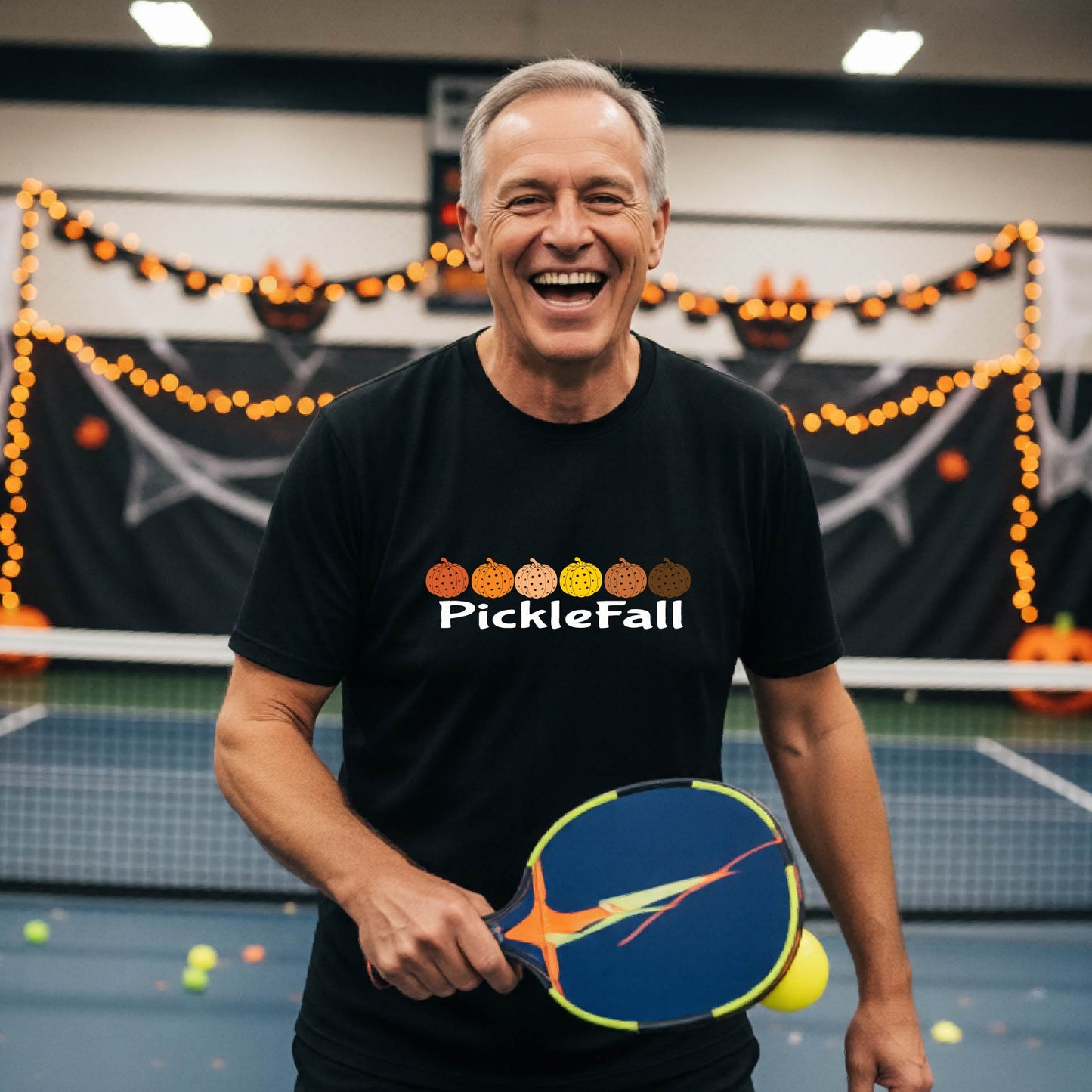 Picklefall | Men's SHalloween Mens Pickleball T-Shirt Funny Spooky Season Shirt Pickleball Performance Gift Halloween Apparel hort Sleeve Athletic Performance T-Shirt | 100% Polyester