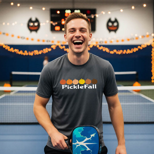Picklefall | Men's SHalloween Mens Pickleball T-Shirt Funny Spooky Season Shirt Pickleball Performance Gift Halloween Apparel hort Sleeve Athletic Performance T-Shirt | 100% Polyester