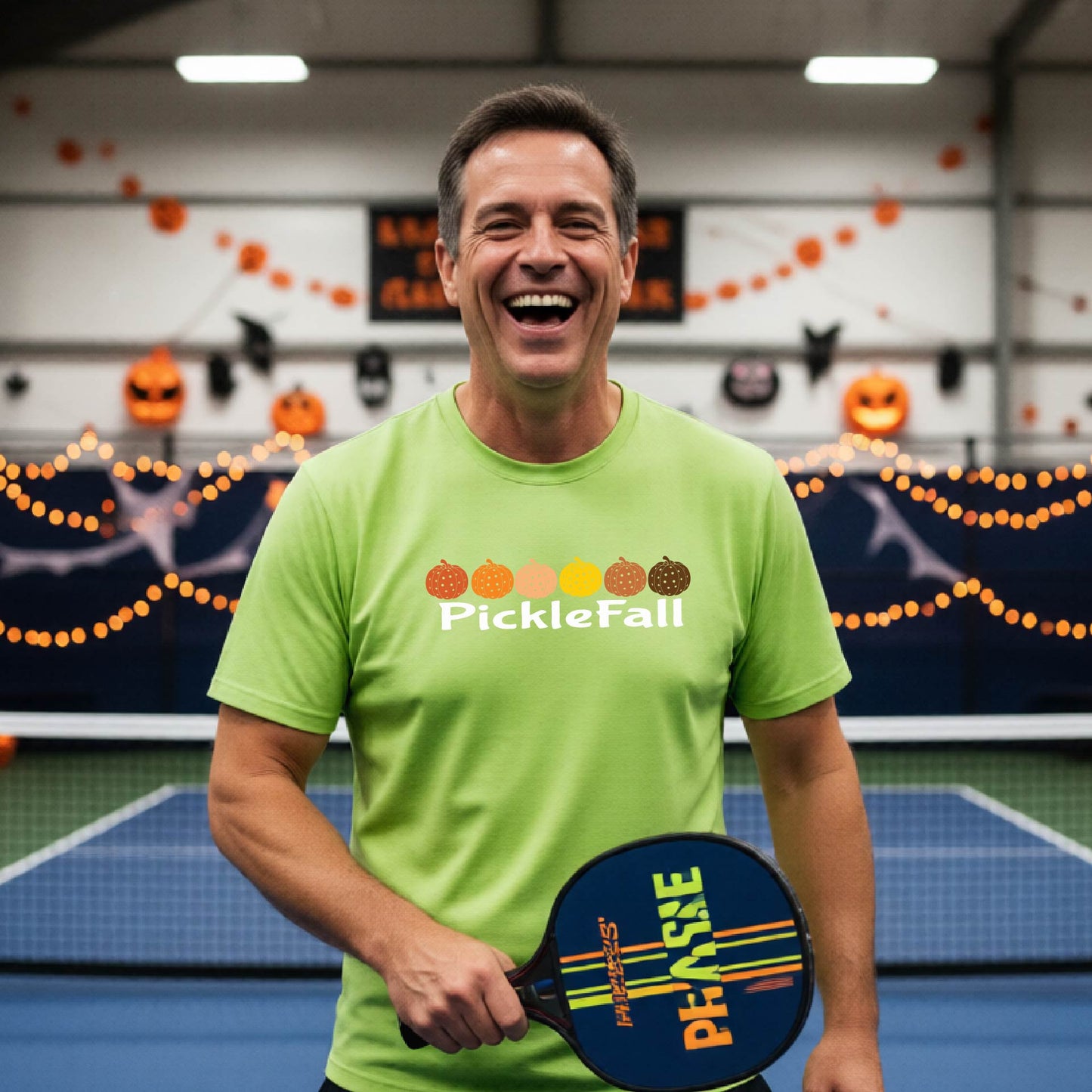 Picklefall | Men's SHalloween Mens Pickleball T-Shirt Funny Spooky Season Shirt Pickleball Performance Gift Halloween Apparel hort Sleeve Athletic Performance T-Shirt | 100% Polyester