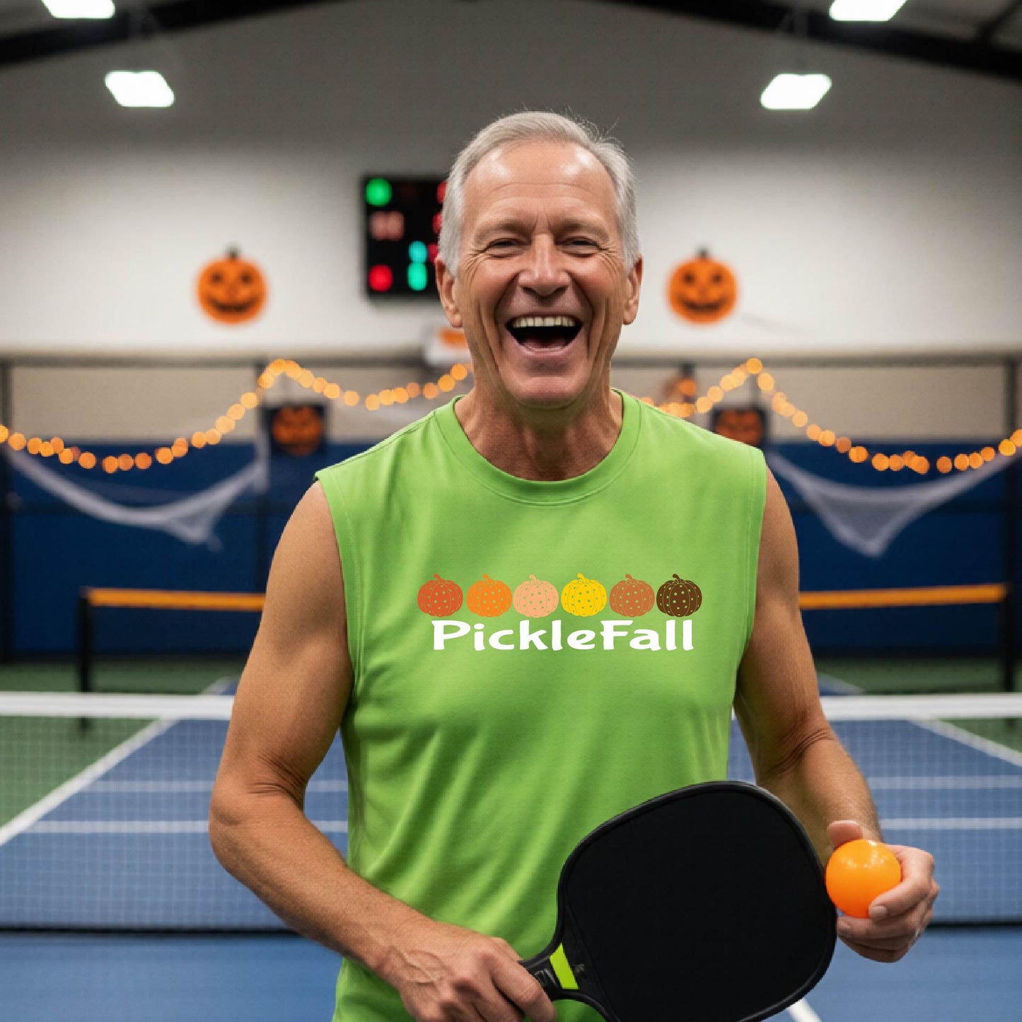 Pickleball Mens Halloween Shirt Funny Moisture-Wicking T-Shirt Spooky Season Pickleball Apparel Gift for Players