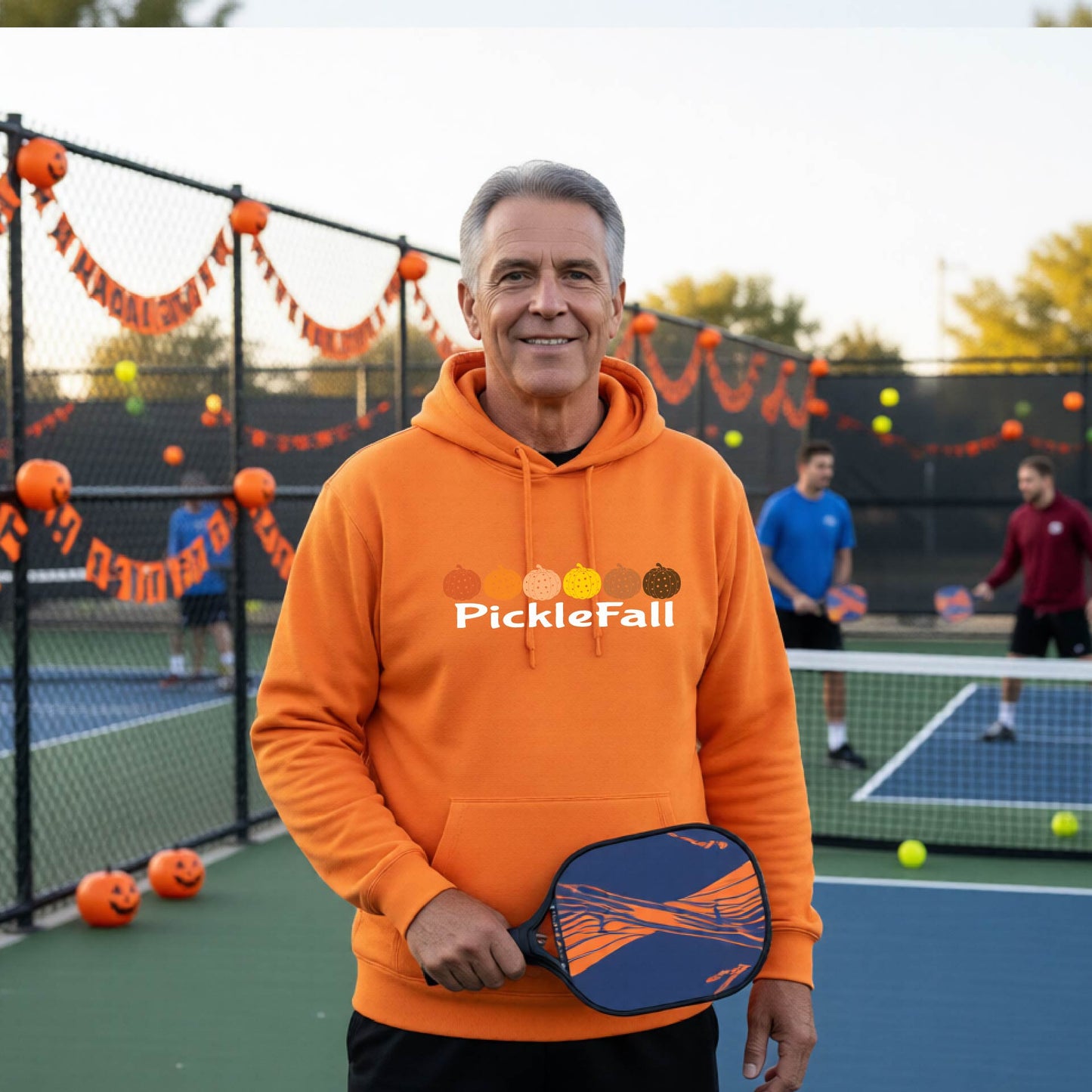 Funny Unisex Halloween Pickleball Hoodie Pullover Spooky Pickleball Sweatshirt Pickleball Gift