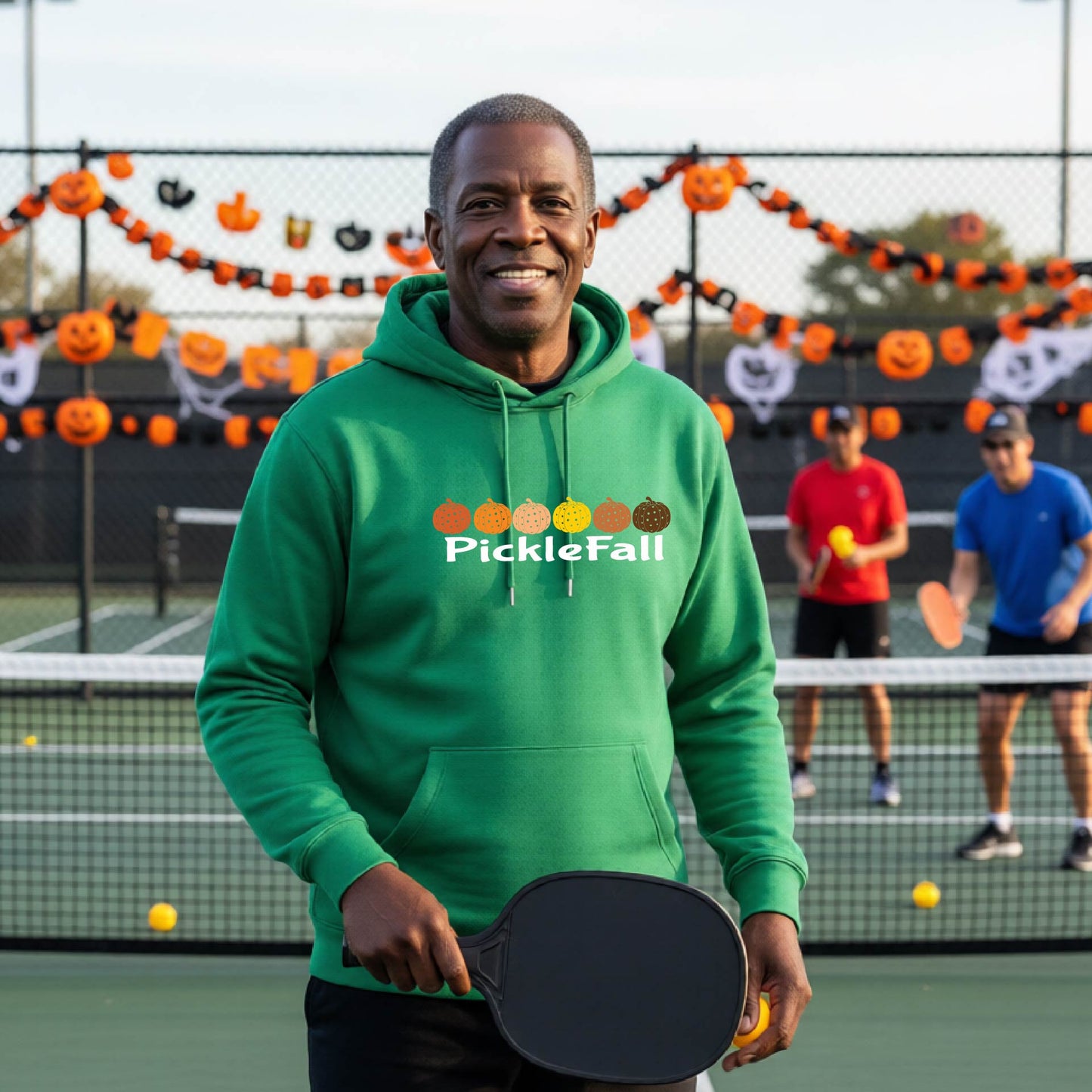 Funny Unisex Halloween Pickleball Hoodie Pullover Spooky Pickleball Sweatshirt Pickleball Gift