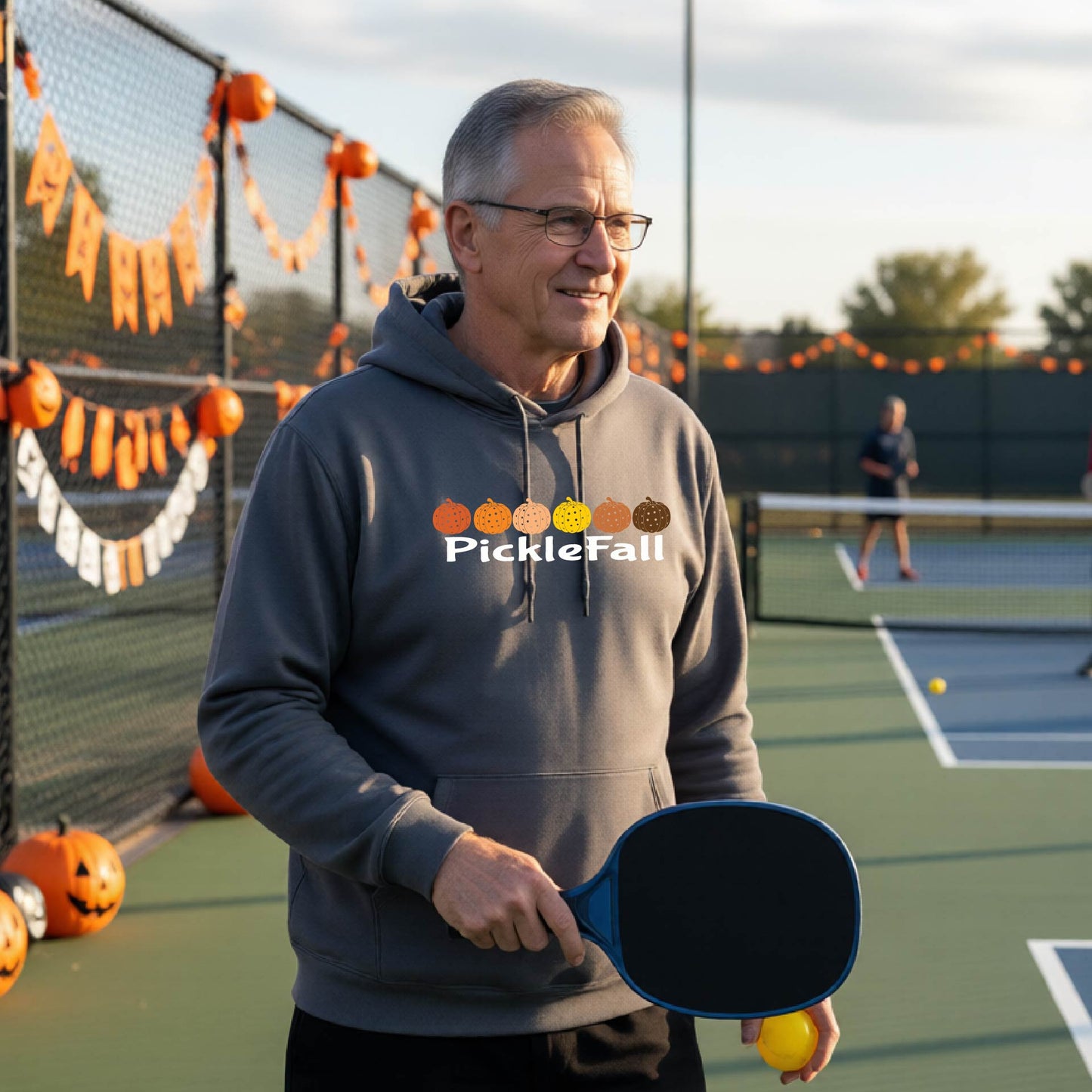 Funny Unisex Halloween Pickleball Hoodie Pullover Spooky Pickleball Sweatshirt Pickleball Gift