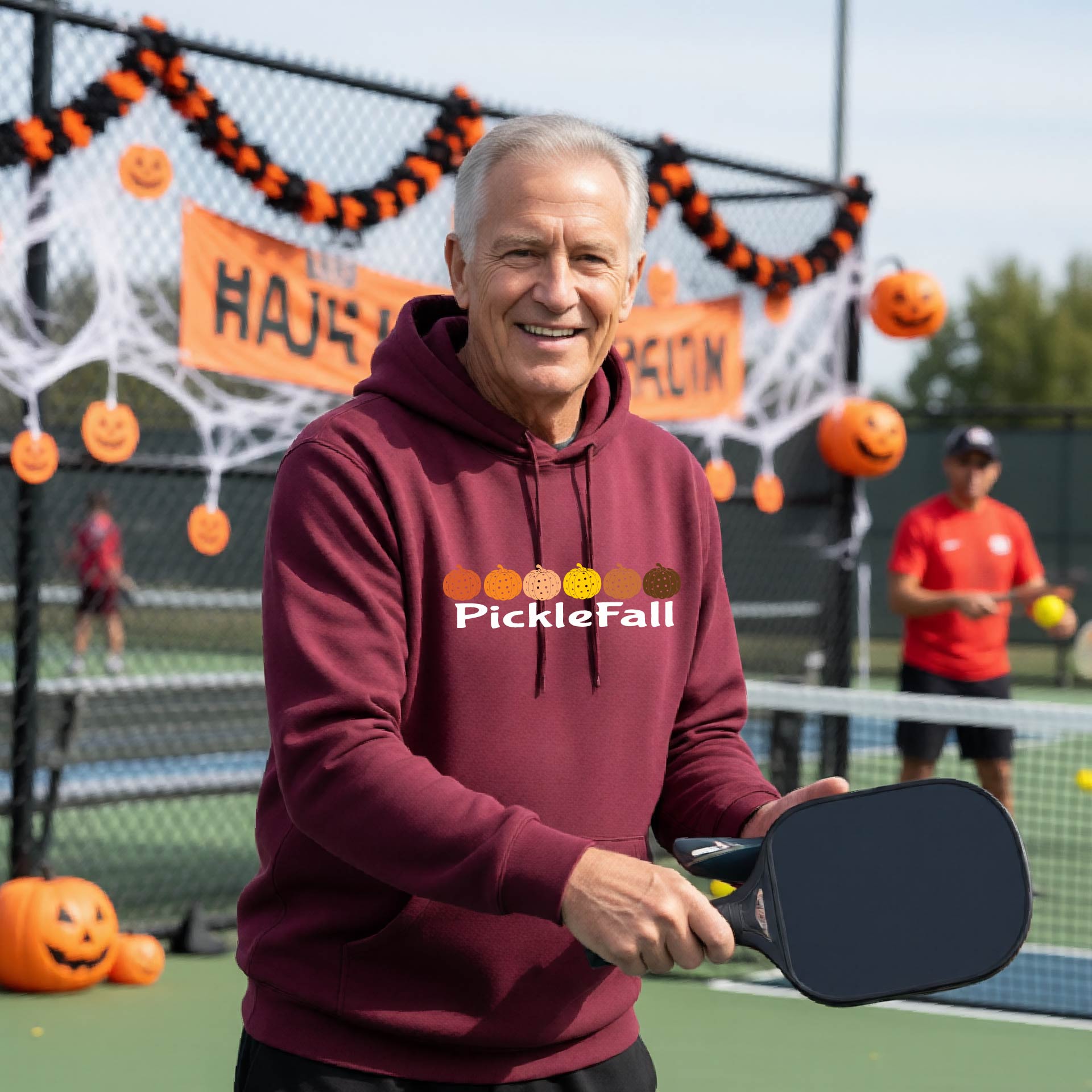 Funny Unisex Halloween Pickleball Hoodie Pullover Spooky Pickleball Sweatshirt Pickleball Gift