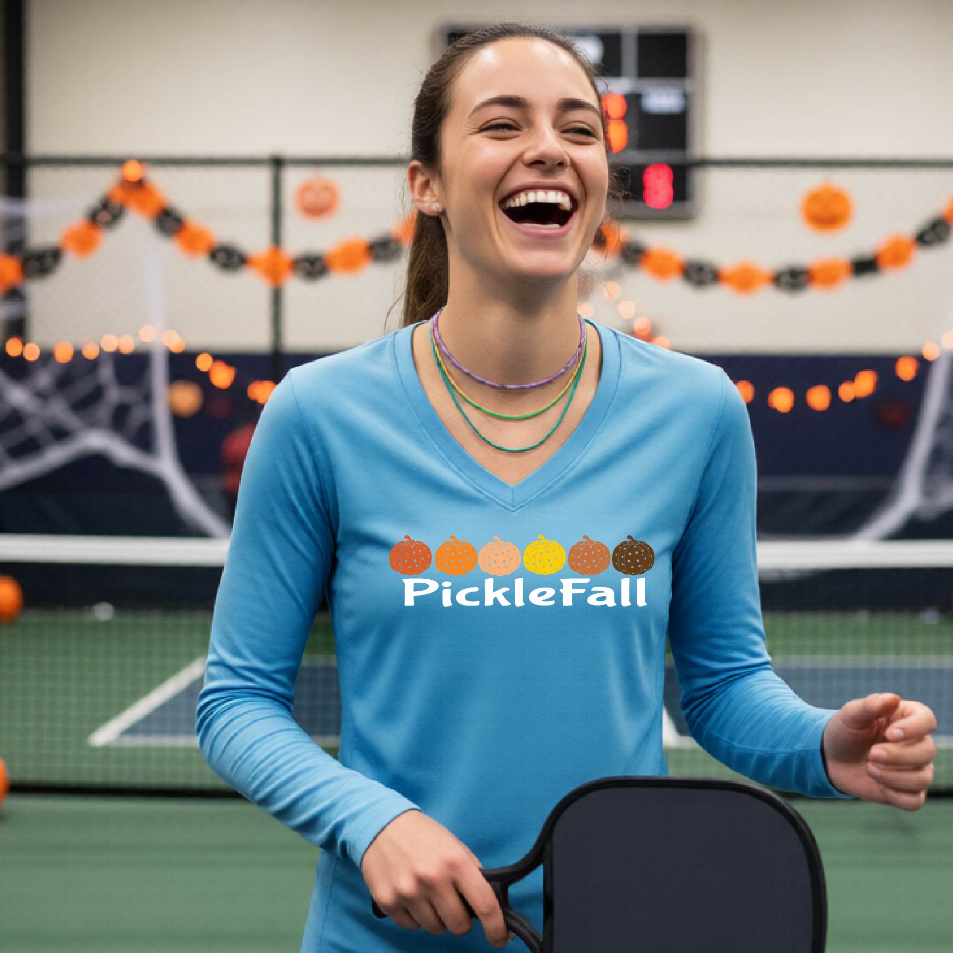 Womens Funny Fall Halloween Pickleball Shirt Spooky Pickleball T-Shirt Halloween Gift for Pickleball Players