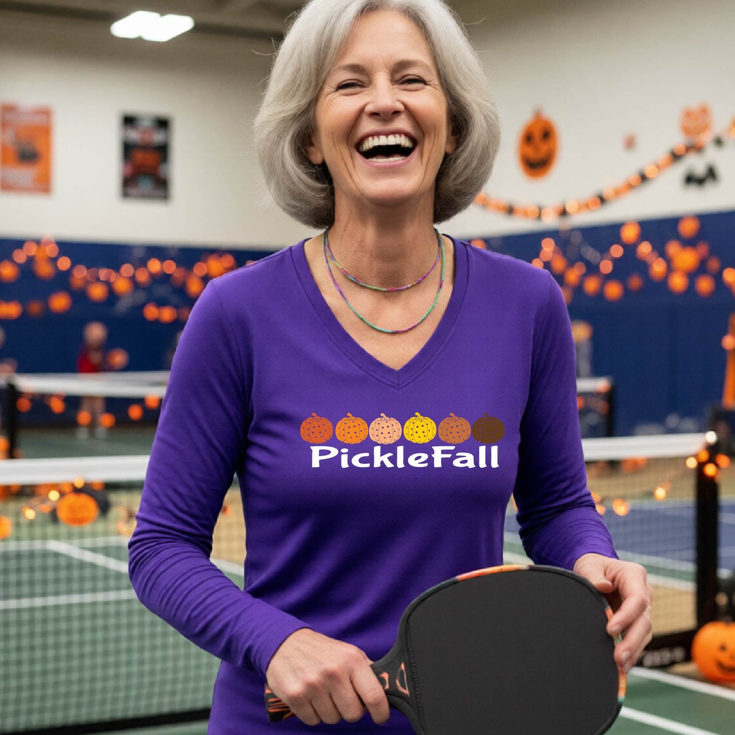 Womens Funny Fall Halloween Pickleball Shirt Spooky Pickleball T-Shirt Halloween Gift for Pickleball Players