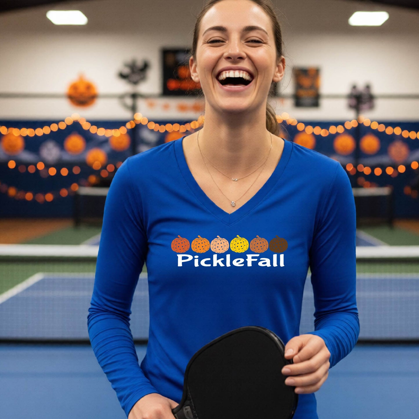 Womens Funny Fall Halloween Pickleball Shirt Spooky Pickleball T-Shirt Halloween Gift for Pickleball Players