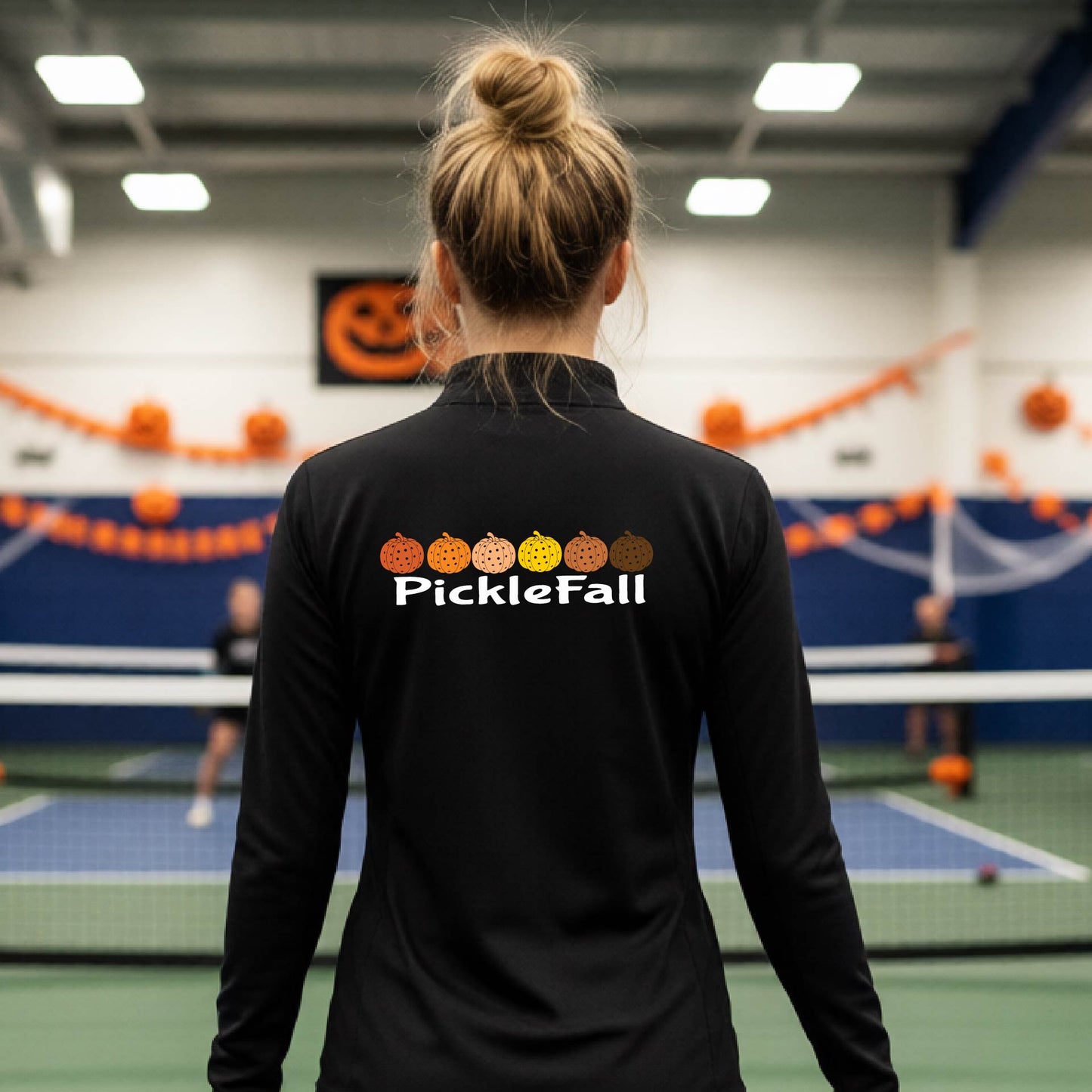 Womens Funny Halloween Pickleball Quarter-Zip Shirt Spooky Pickleball Moisture-Wicking Gift for Pickleball Players