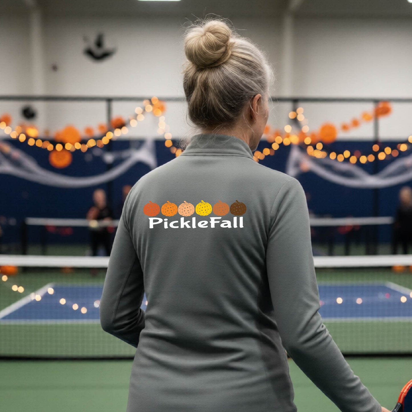 Womens Funny Halloween Pickleball Quarter-Zip Shirt Spooky Pickleball Moisture-Wicking Gift for Pickleball Players