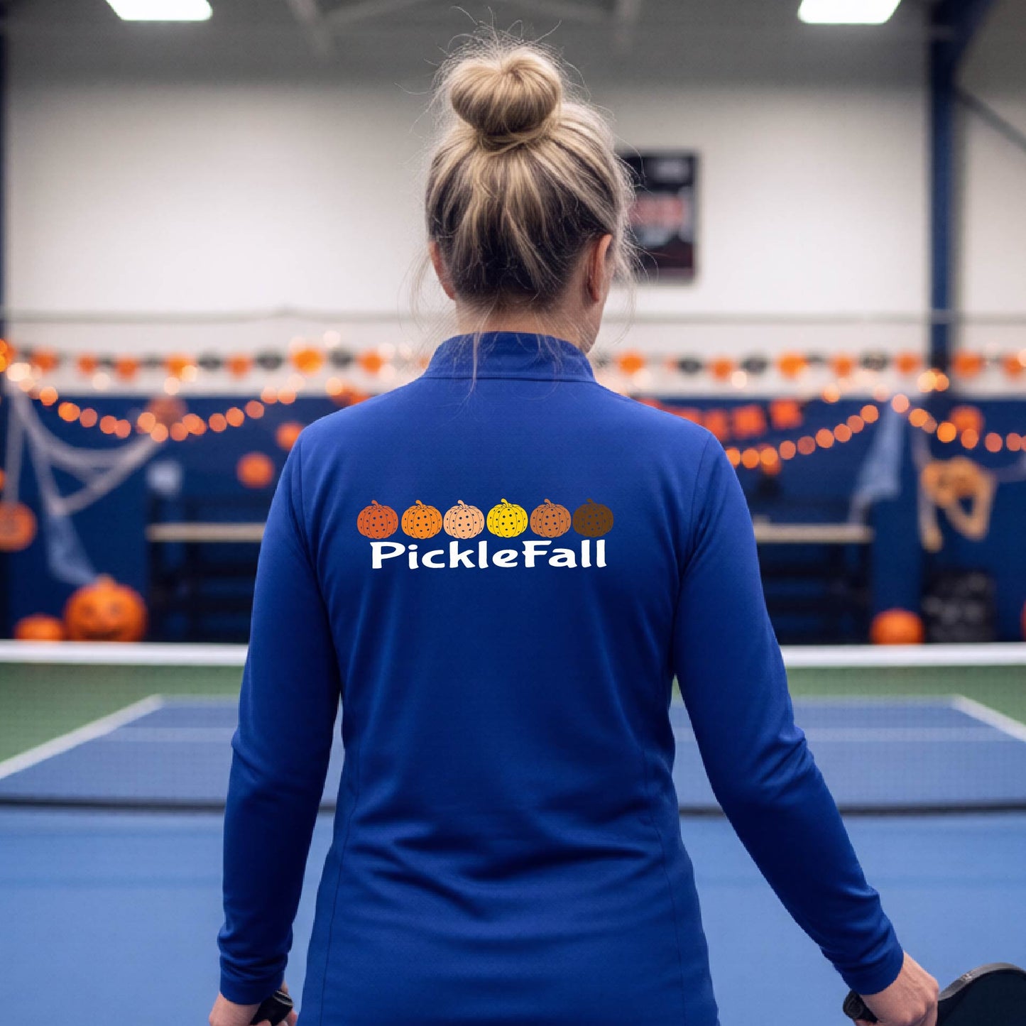 Womens Funny Halloween Pickleball Quarter-Zip Shirt Spooky Pickleball Moisture-Wicking Gift for Pickleball Players