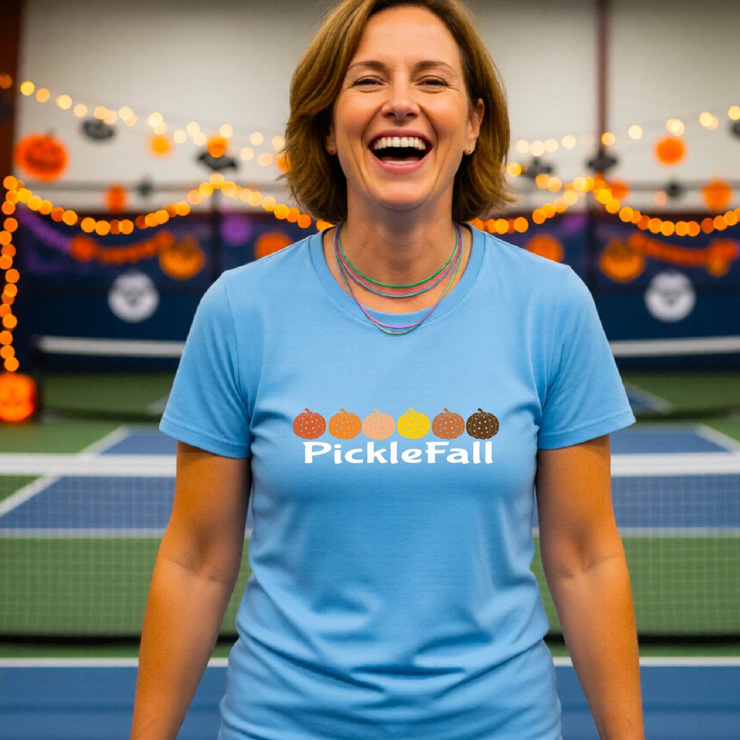 Womens Funny Fall Halloween Pickleball Shirt Spooky Pickleball T-Shirt Halloween Gift for Pickleball Players