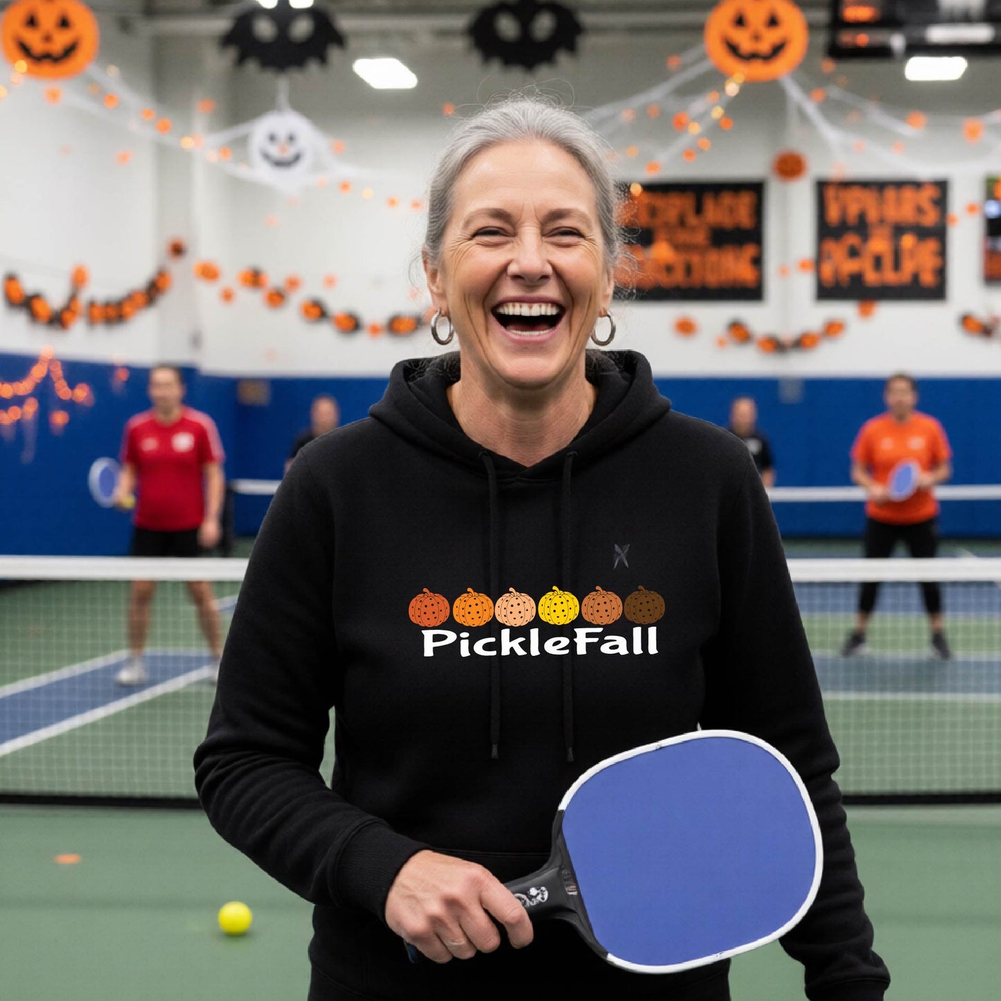 Women's Halloween Pickleball Hoodie Spooky Season Sweatshirt Pickleball Clothing Pullover
