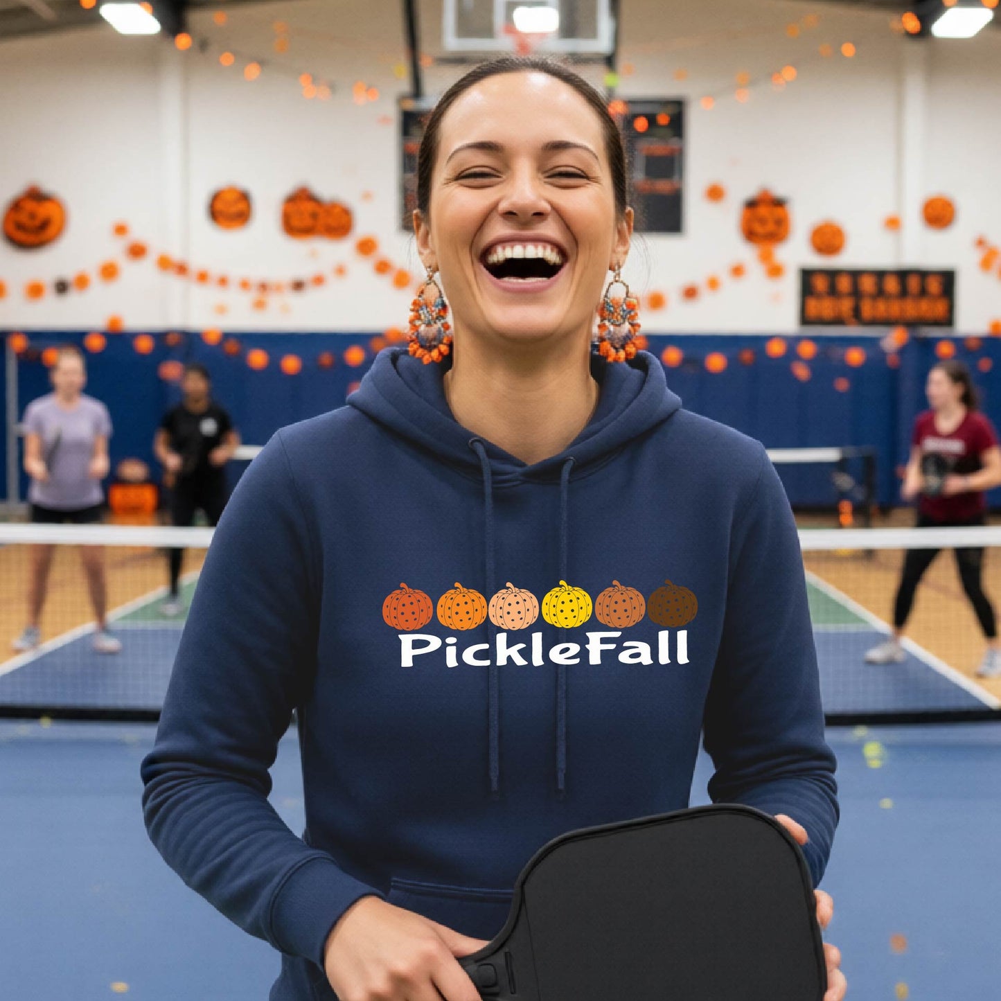 Women's Halloween Pickleball Hoodie Spooky Season Sweatshirt Pickleball Clothing Pullover