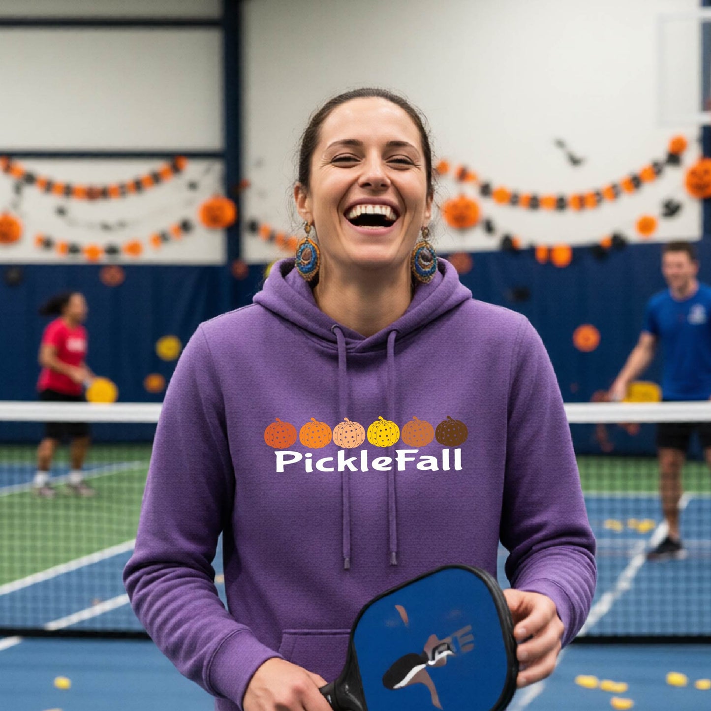 Women's Halloween Pickleball Hoodie Spooky Season Sweatshirt Pickleball Clothing Pullover