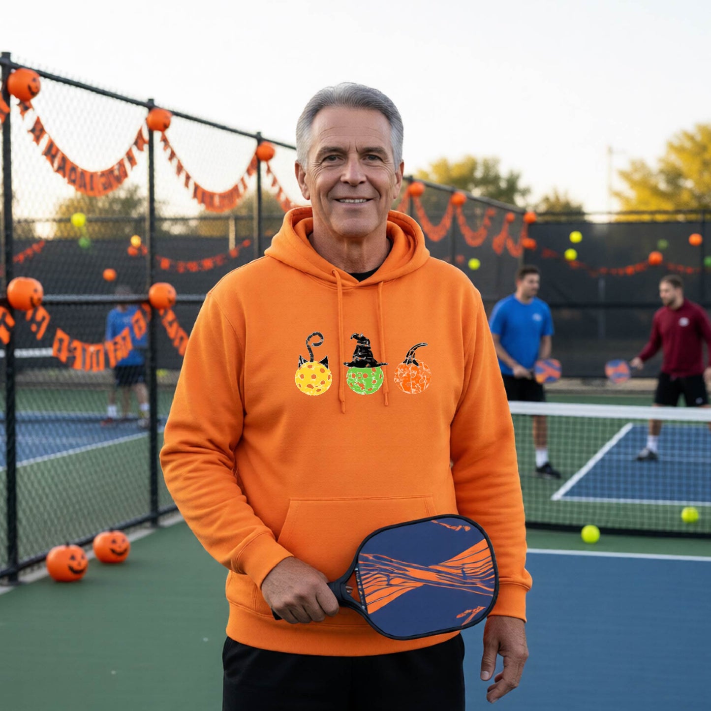 Funny Unisex Halloween Pickleball Hoodie Pullover Spooky Pickleball Sweatshirt, Pickleball Gift