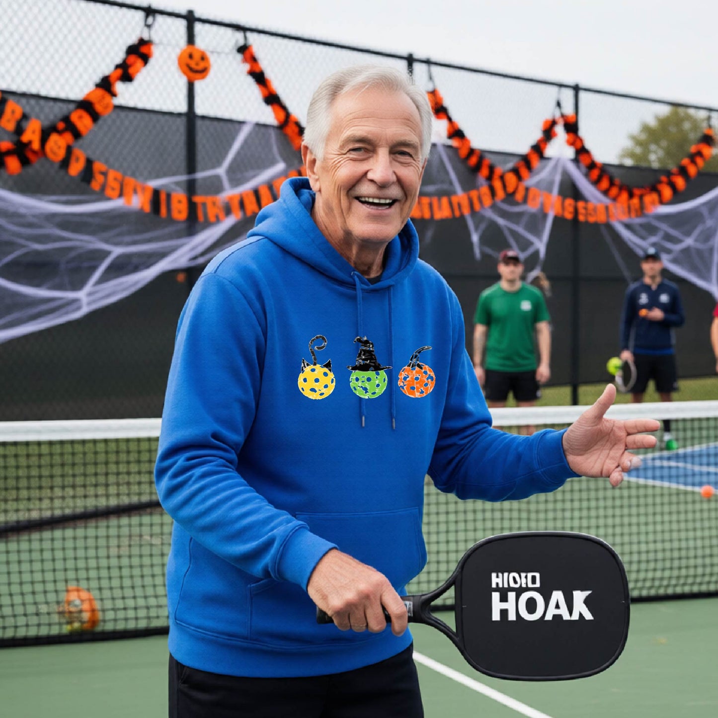 Funny Unisex Halloween Pickleball Hoodie Pullover Spooky Pickleball Sweatshirt, Pickleball Gift
