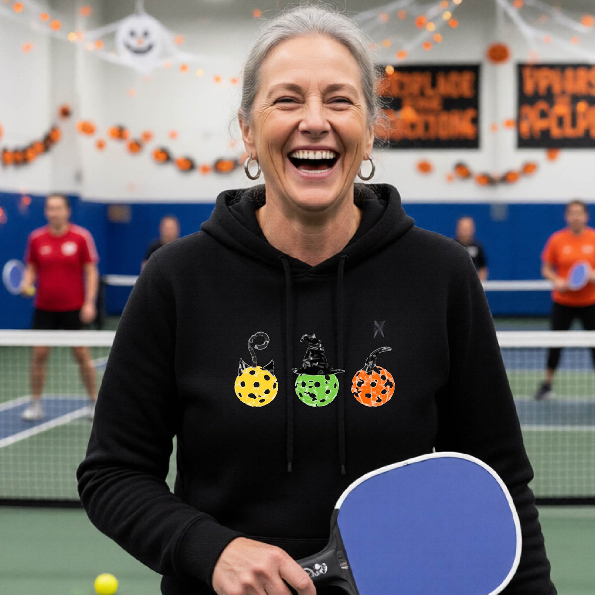 Womens Halloween Pickleball Hoodie Spooky Season Sweatshirt Pickleball Clothing Pullover
