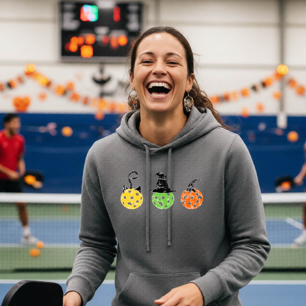 Womens Halloween Pickleball Hoodie Spooky Season Sweatshirt Pickleball Clothing Pullover