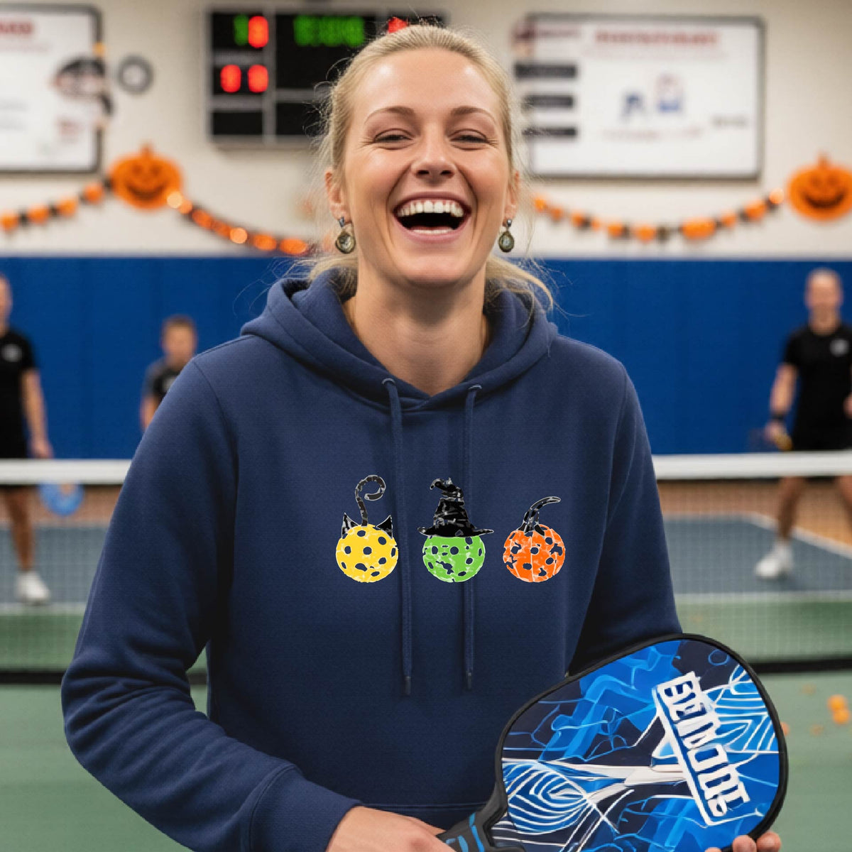 Womens Halloween Pickleball Hoodie Spooky Season Sweatshirt Pickleball Clothing Pullover