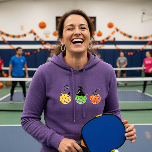 Womens Halloween Pickleball Hoodie Spooky Season Sweatshirt Pickleball Clothing Pullover