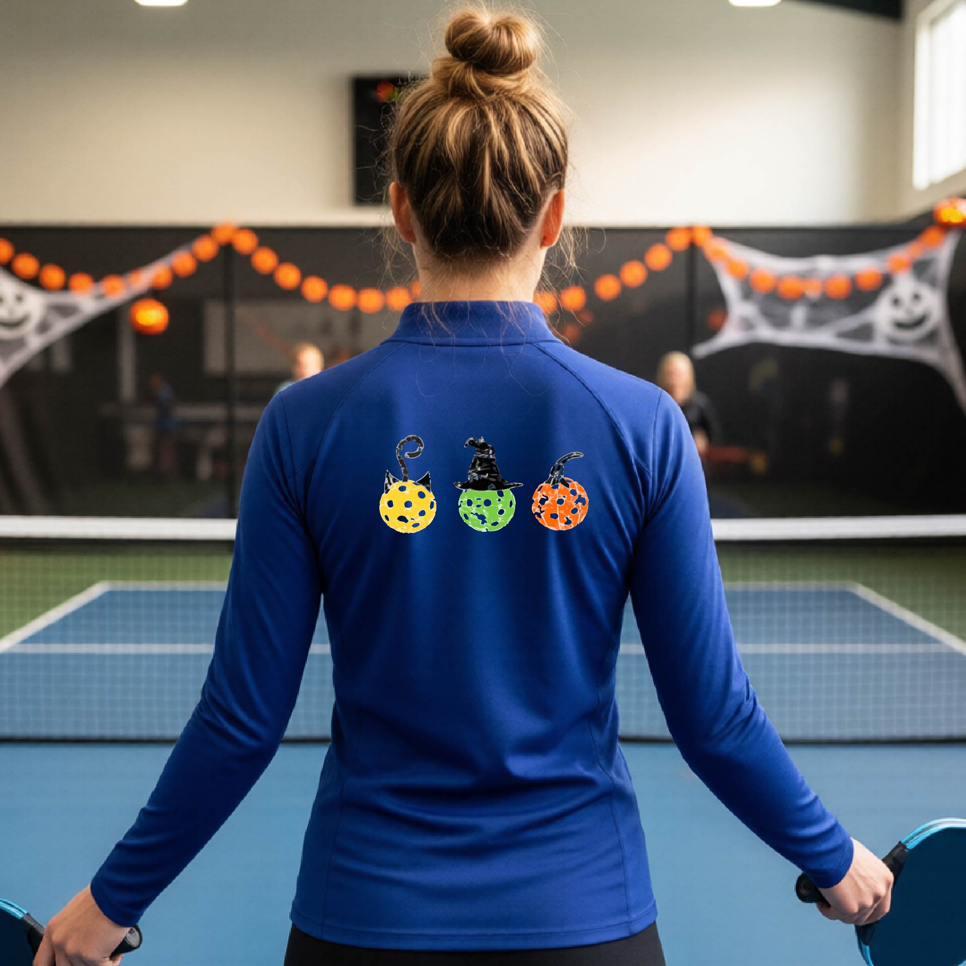 Womens Halloween Pickleball Quarter-Zip Shirt Funny Pickleball Performance Spooky Season Shirt Pickleball Gift
