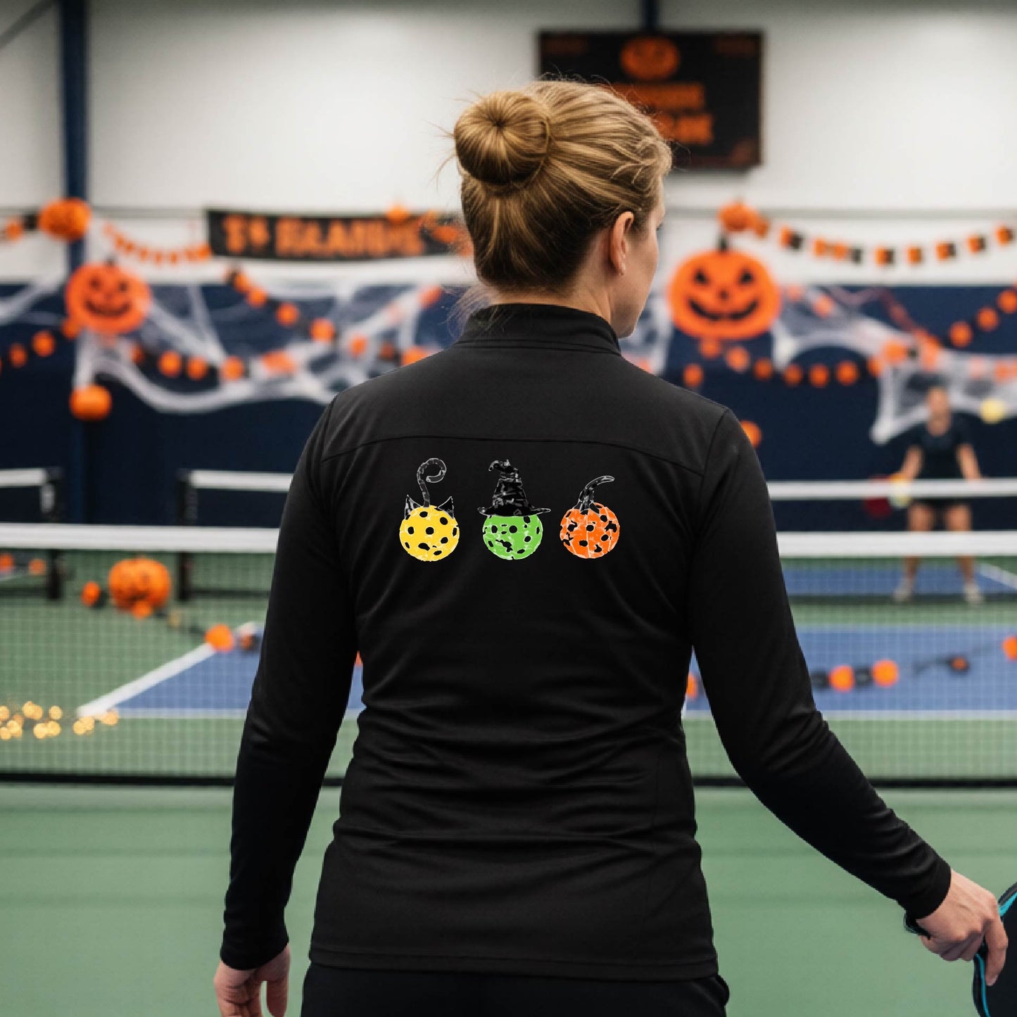Womens Halloween Pickleball Quarter-Zip Shirt Funny Pickleball Performance Spooky Season Shirt Pickleball Gift