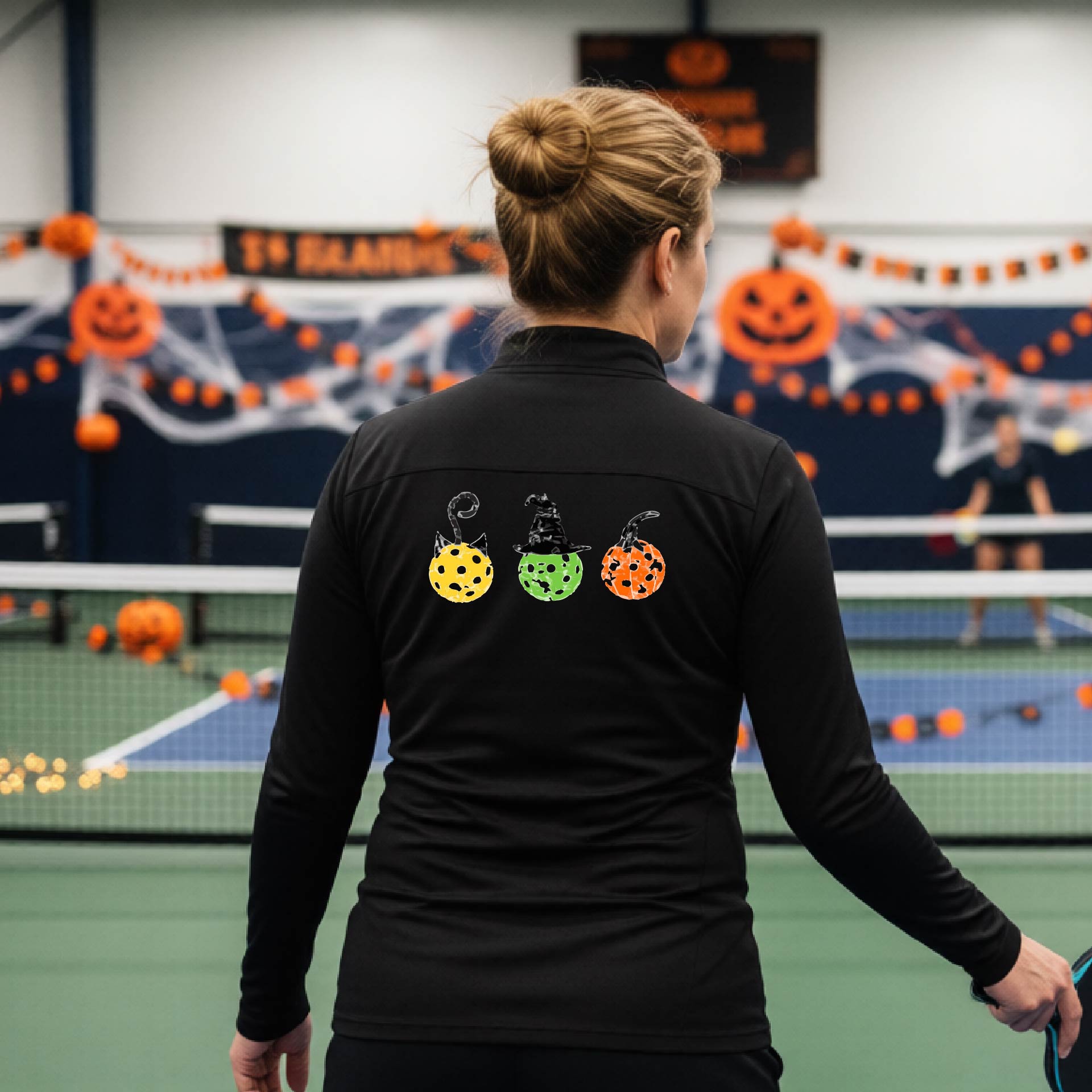 Womens Halloween Pickleball Quarter-Zip Shirt Funny Pickleball Performance Spooky Season Shirt Pickleball Gift