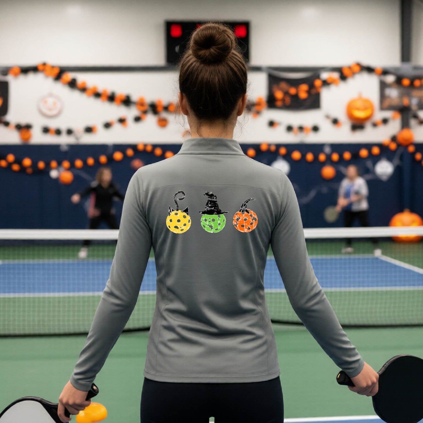 Womens Halloween Pickleball Quarter-Zip Shirt Funny Pickleball Performance Spooky Season Shirt Pickleball Gift